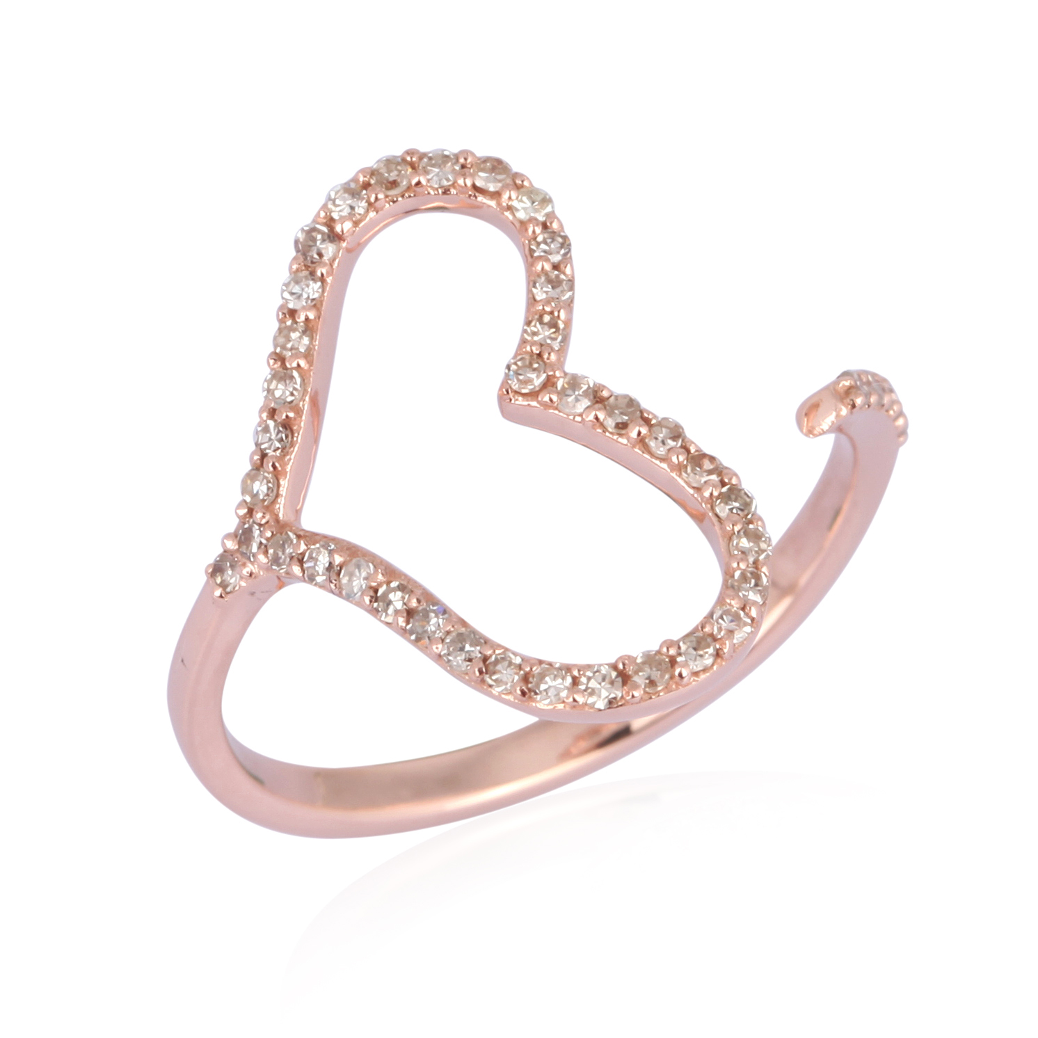 Rose Gold Heart Diamond Gap Ring