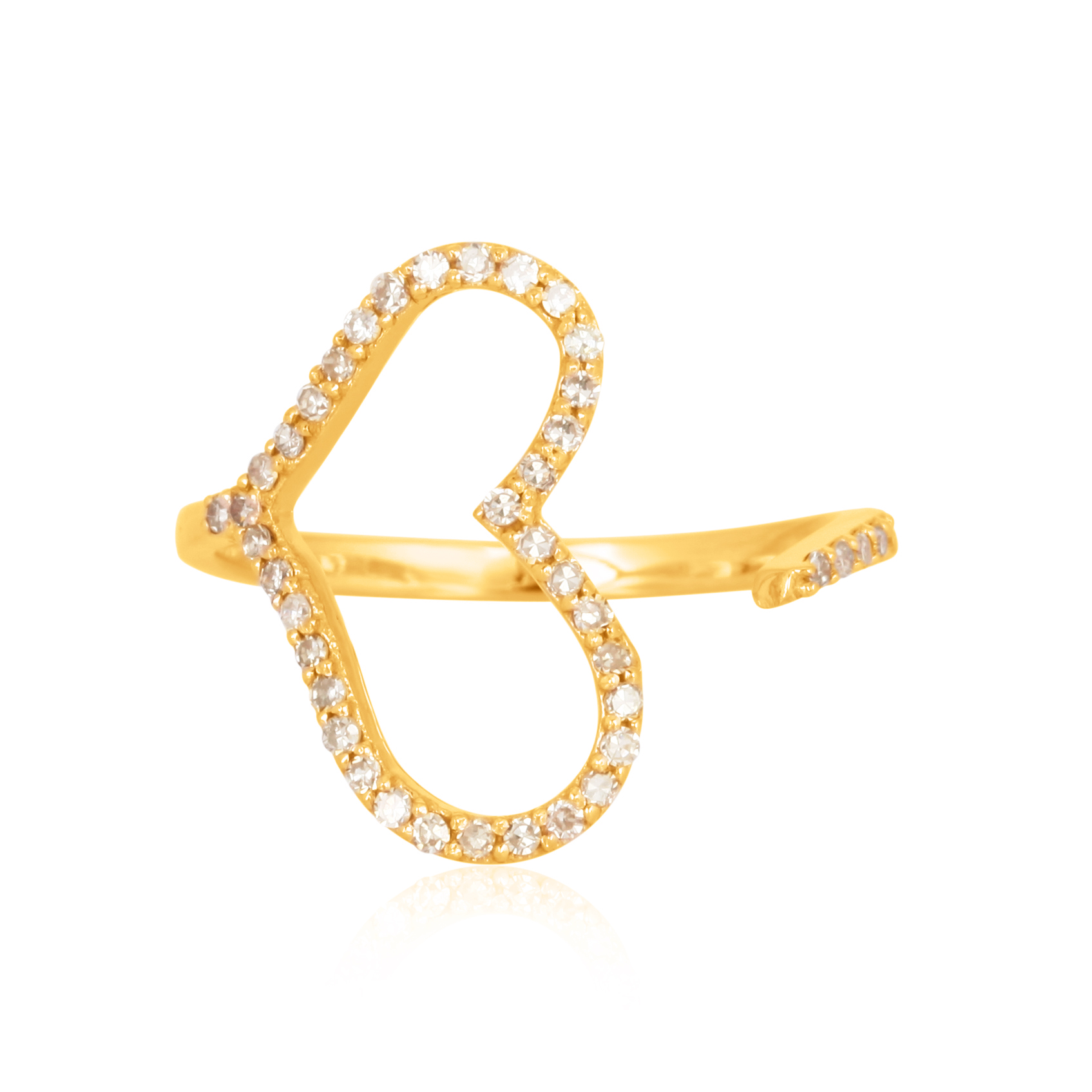 Yellow Gold Heart Diamond Gap Ring