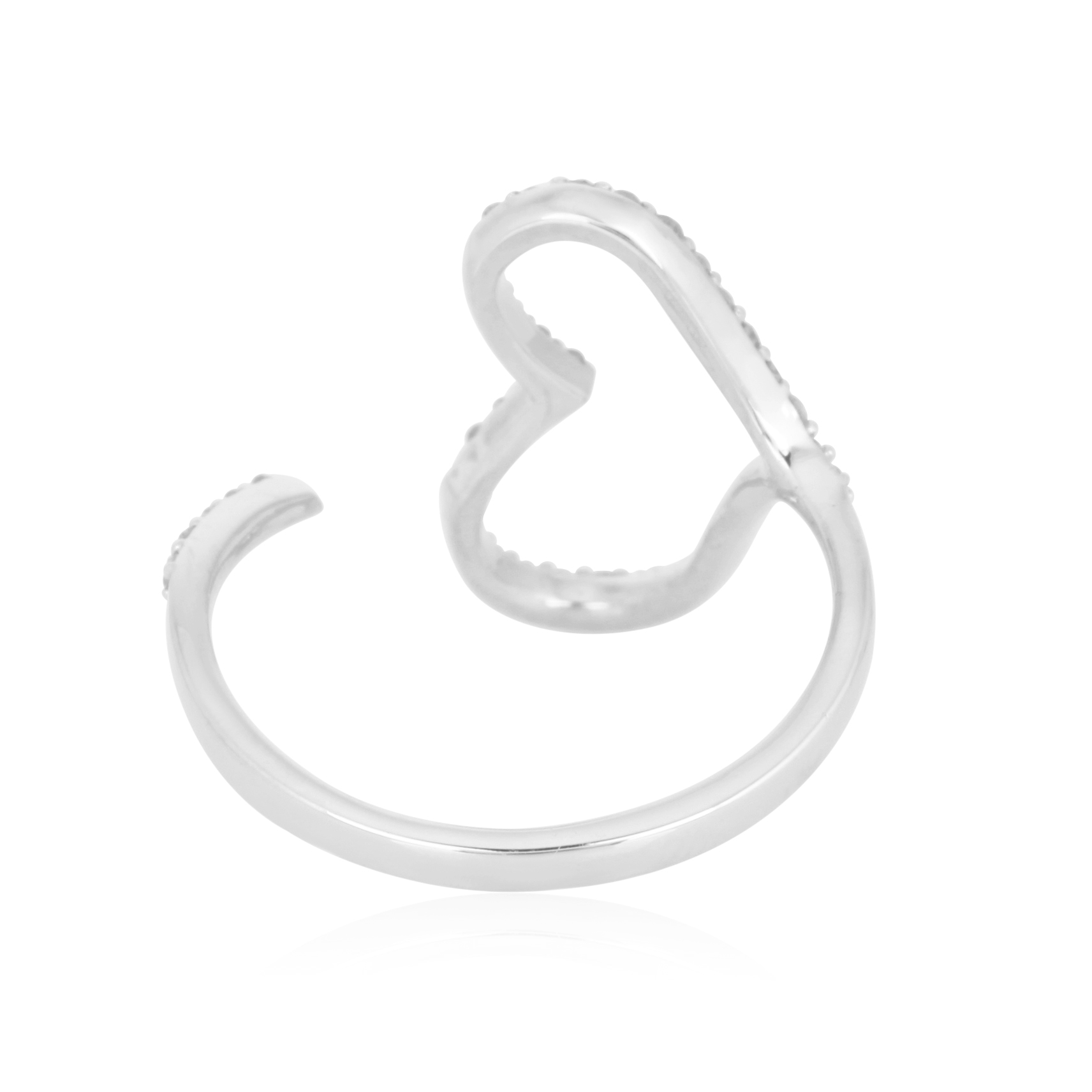 White Gold Heart Diamond Gap Ring