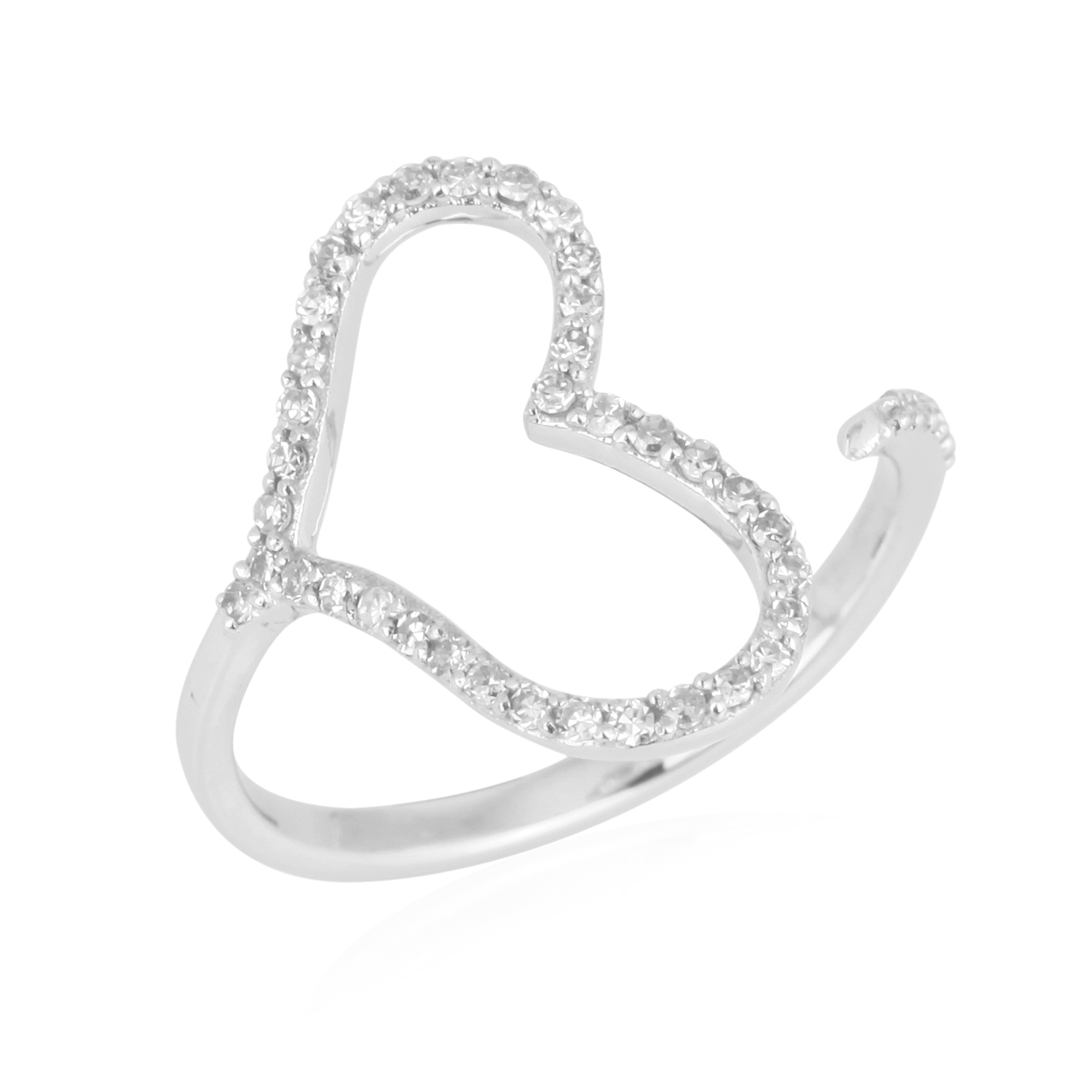 Sterling Silver Heart Diamond Gap Ring