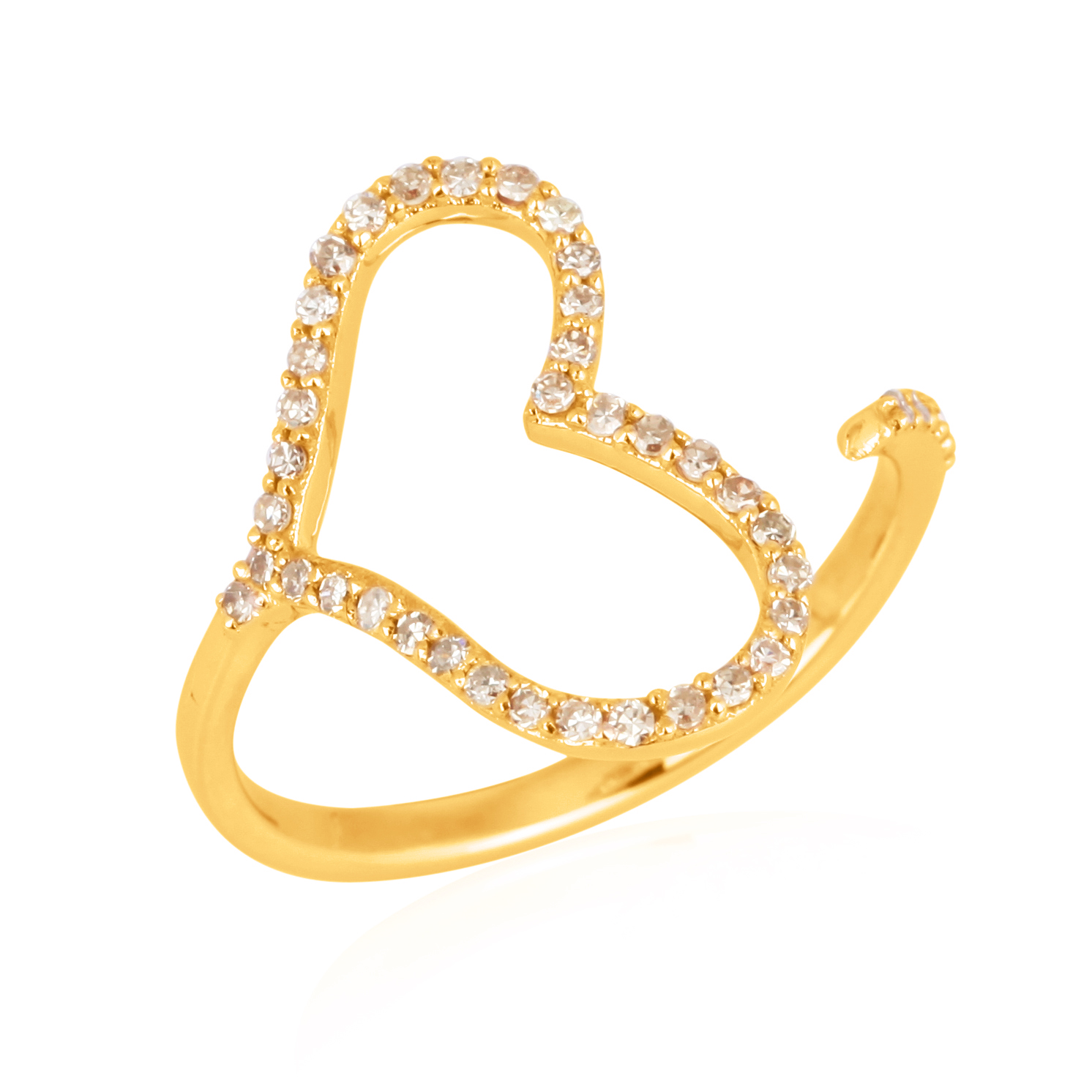 Sterling Silver Heart Diamond Gap Ring