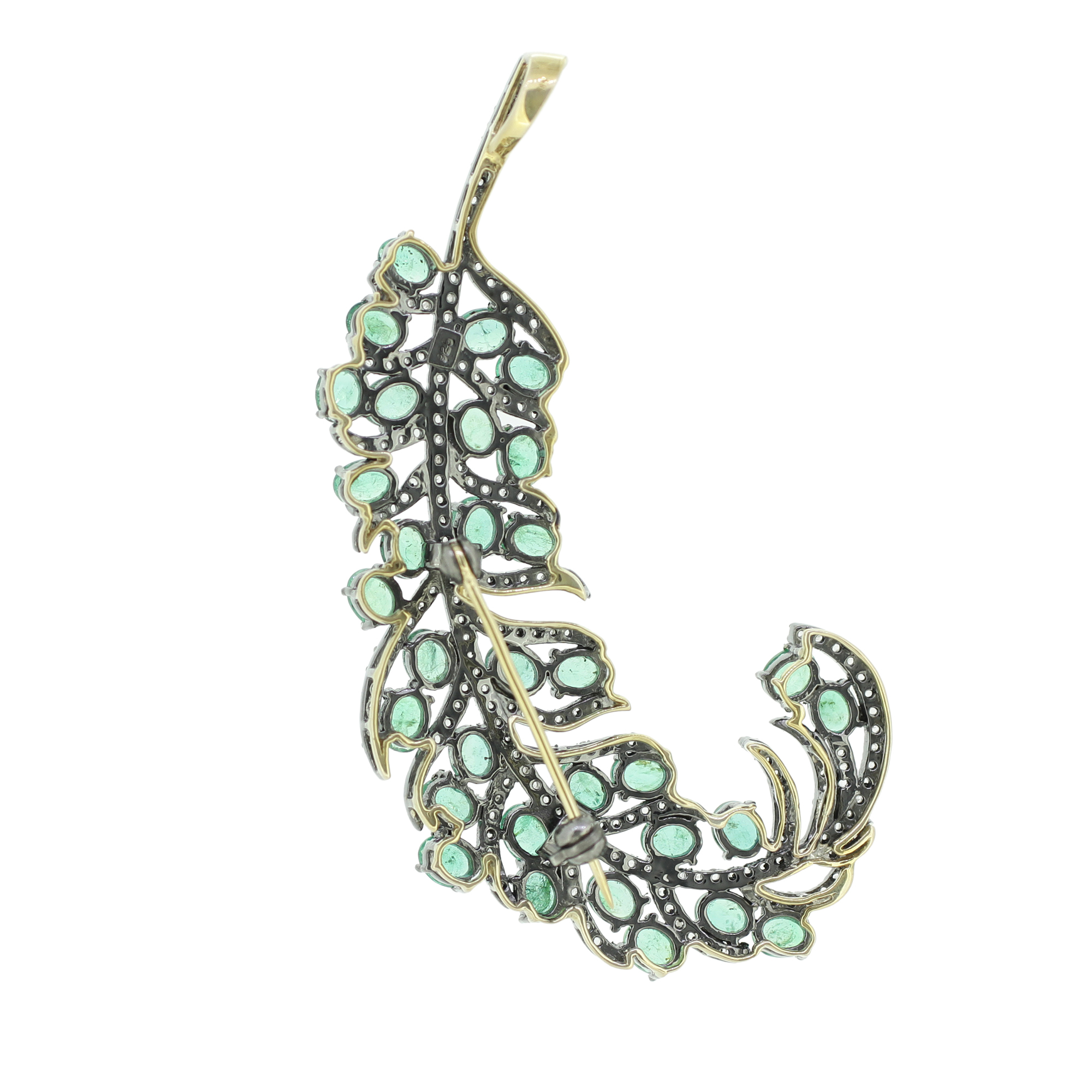 Sterling Silver Colorstone Leaf Brooch