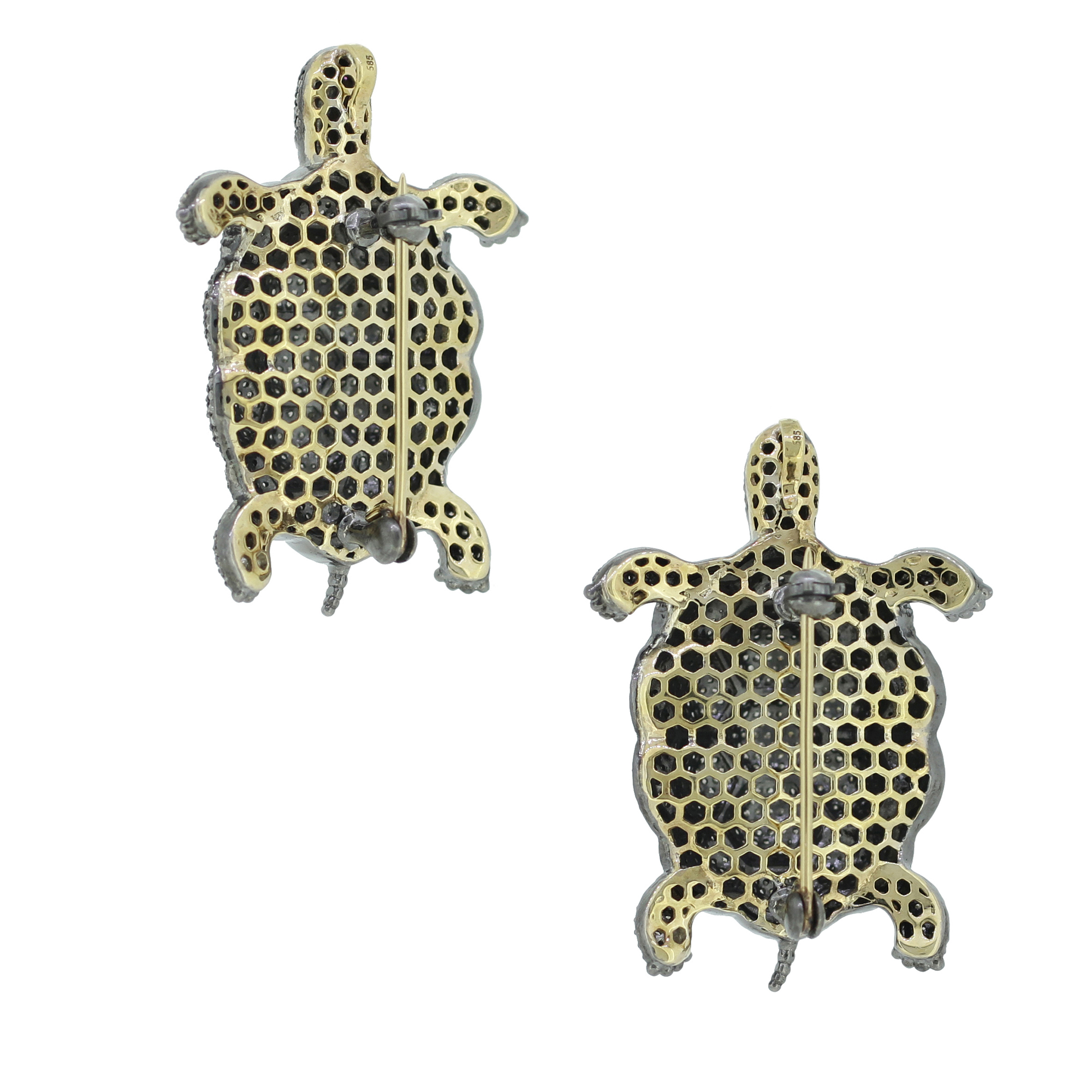 Sterling Silver Diamond Turtle Brooch