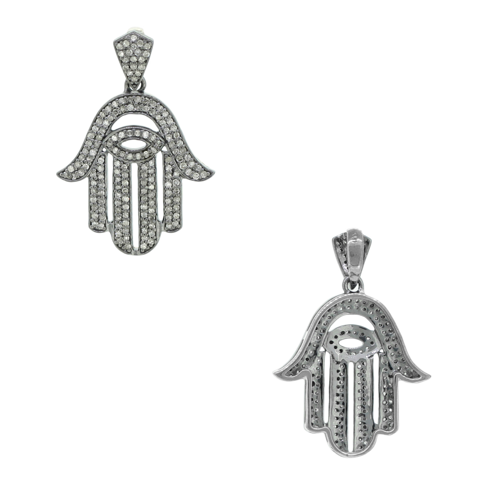 Sterling Silver Diamond Hamsa Pendant