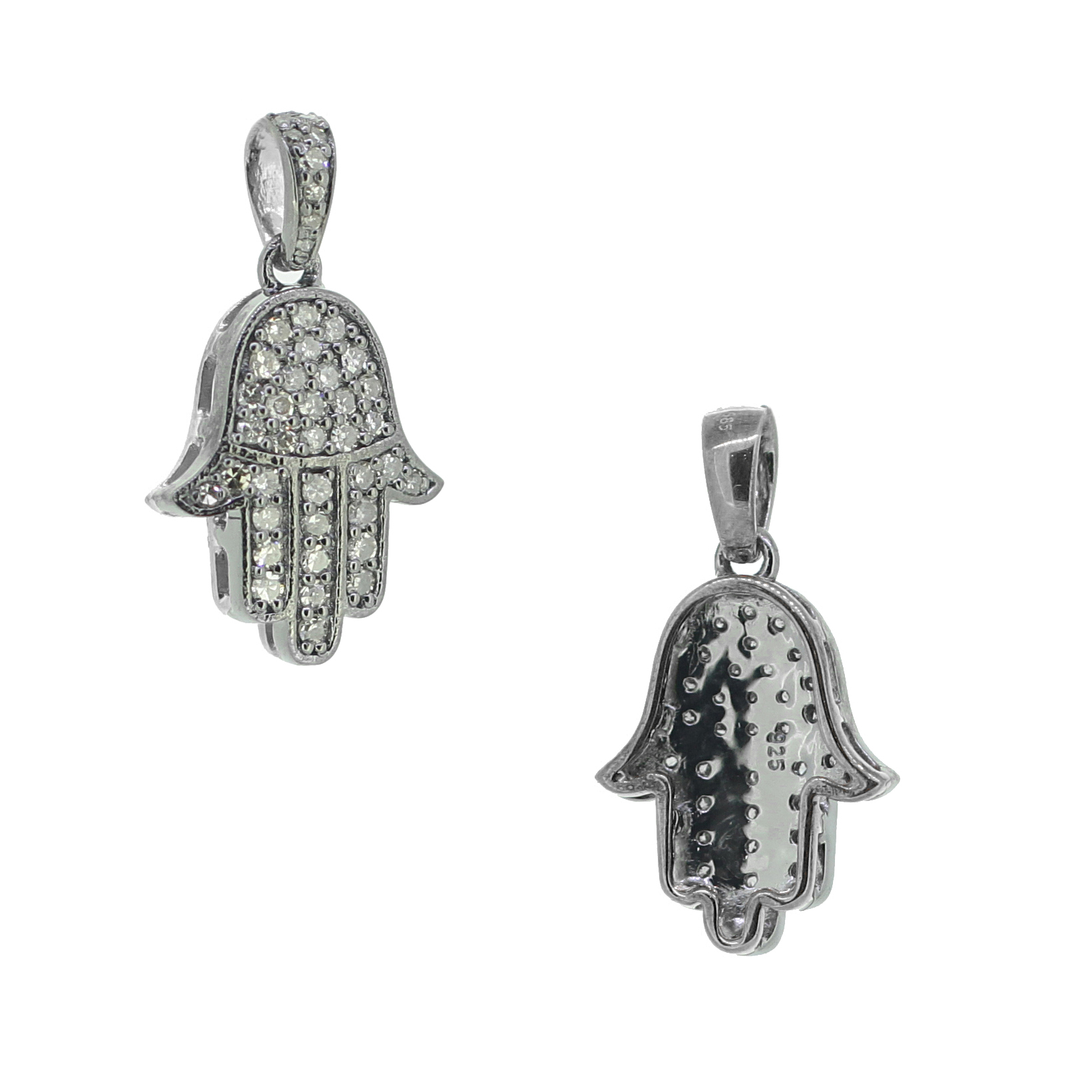 Sterling Silver Diamond Hamsa Pendant