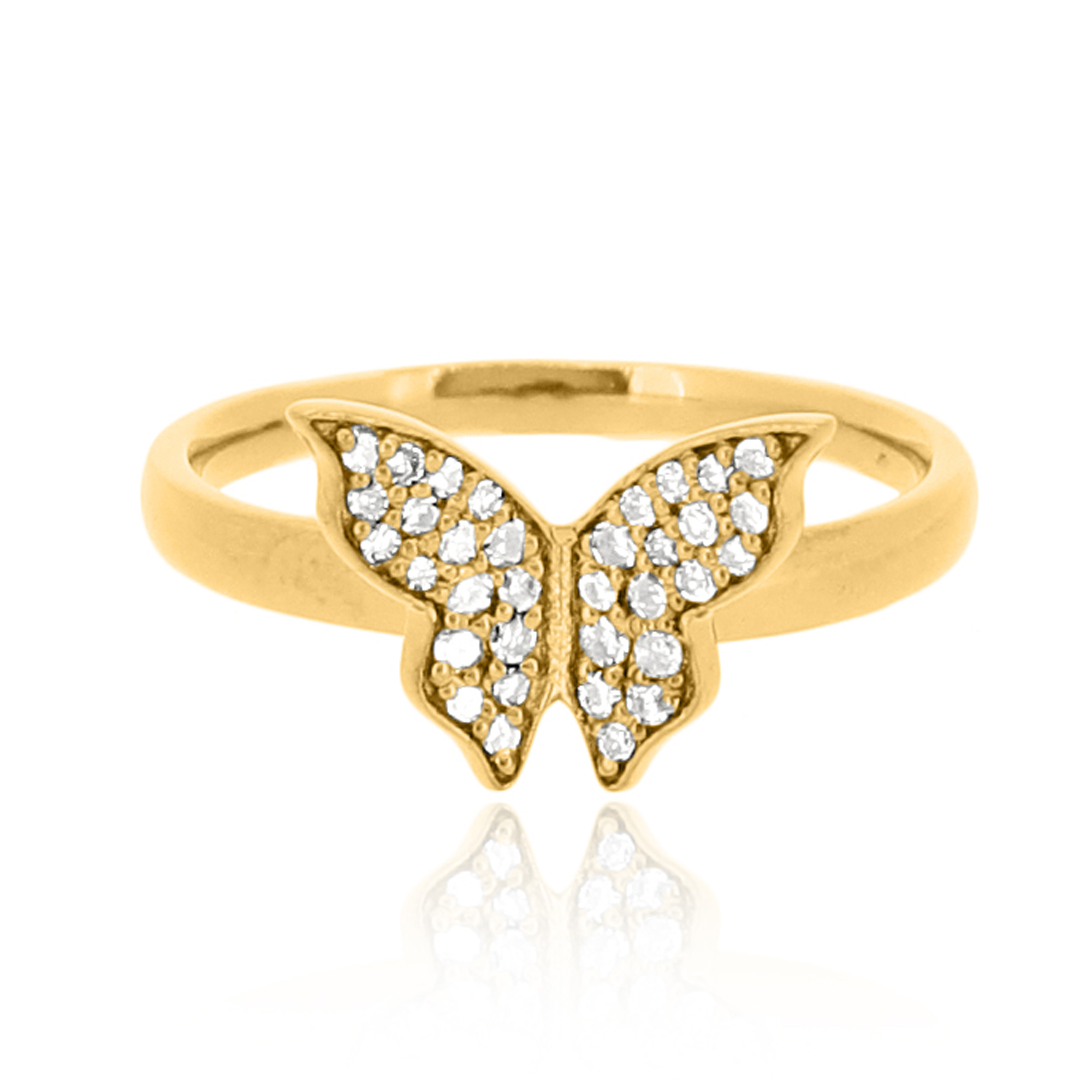 Sterling Silver Butterfly Diamond Ring