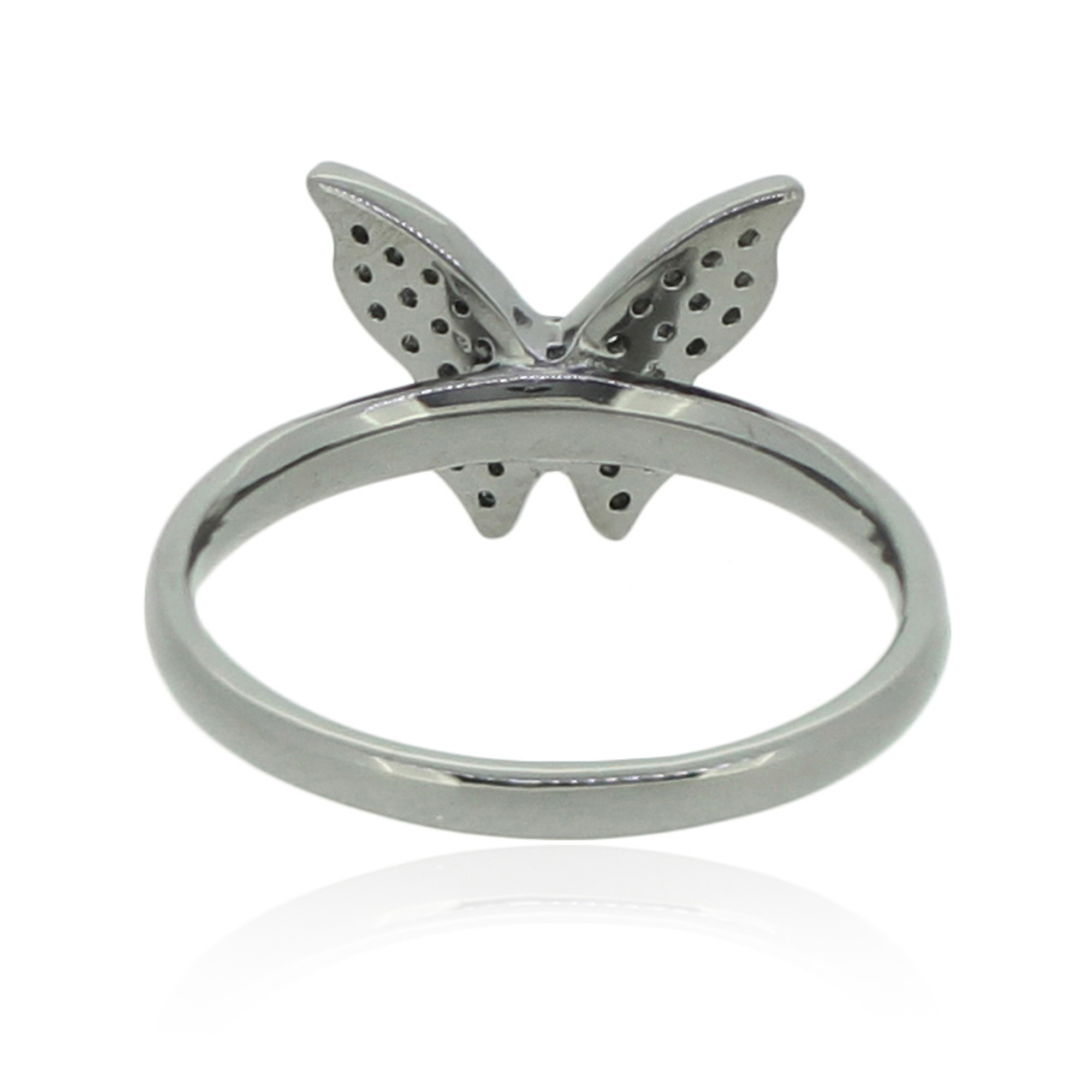 Sterling Silver Butterfly Diamond Ring