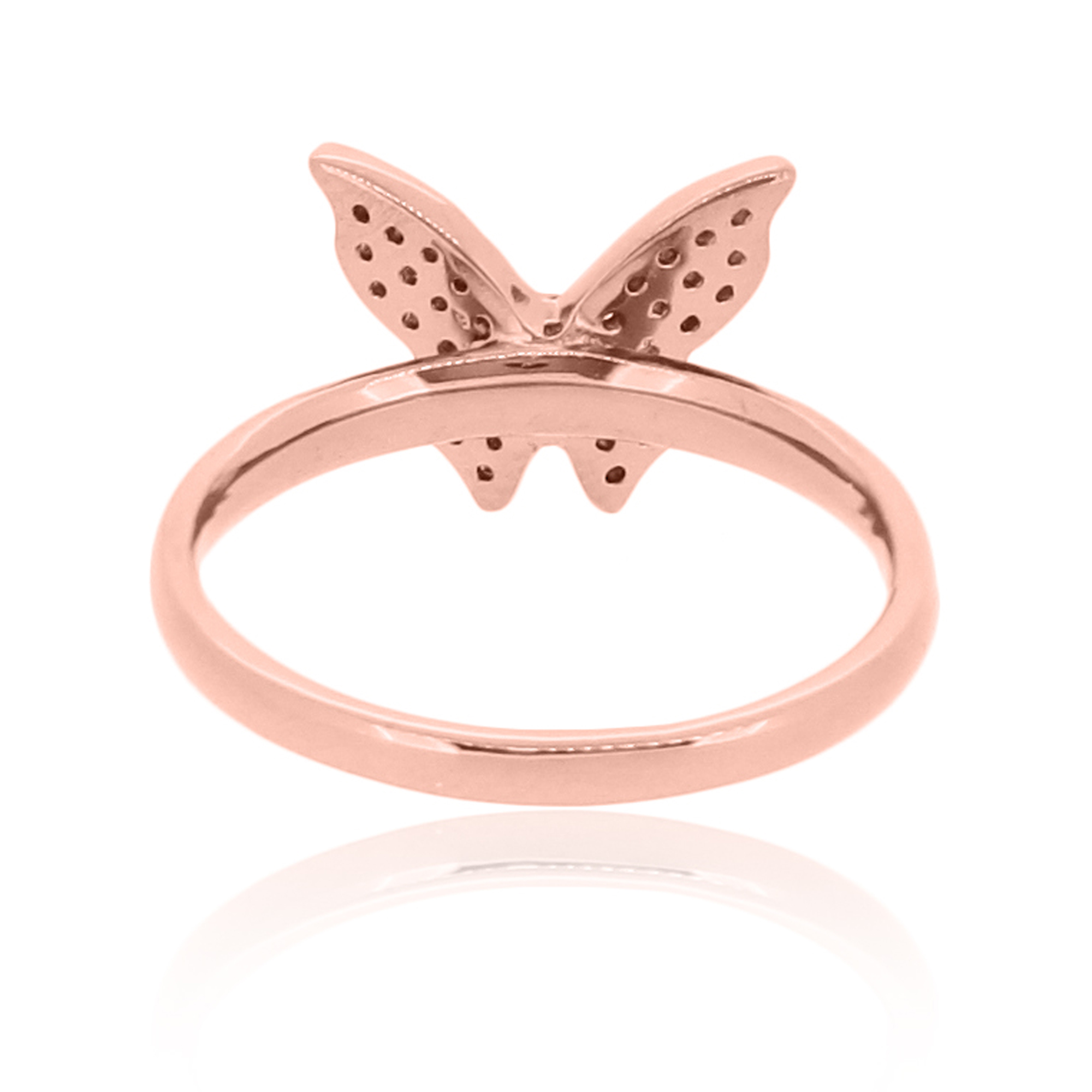 Sterling Silver Butterfly Diamond Ring