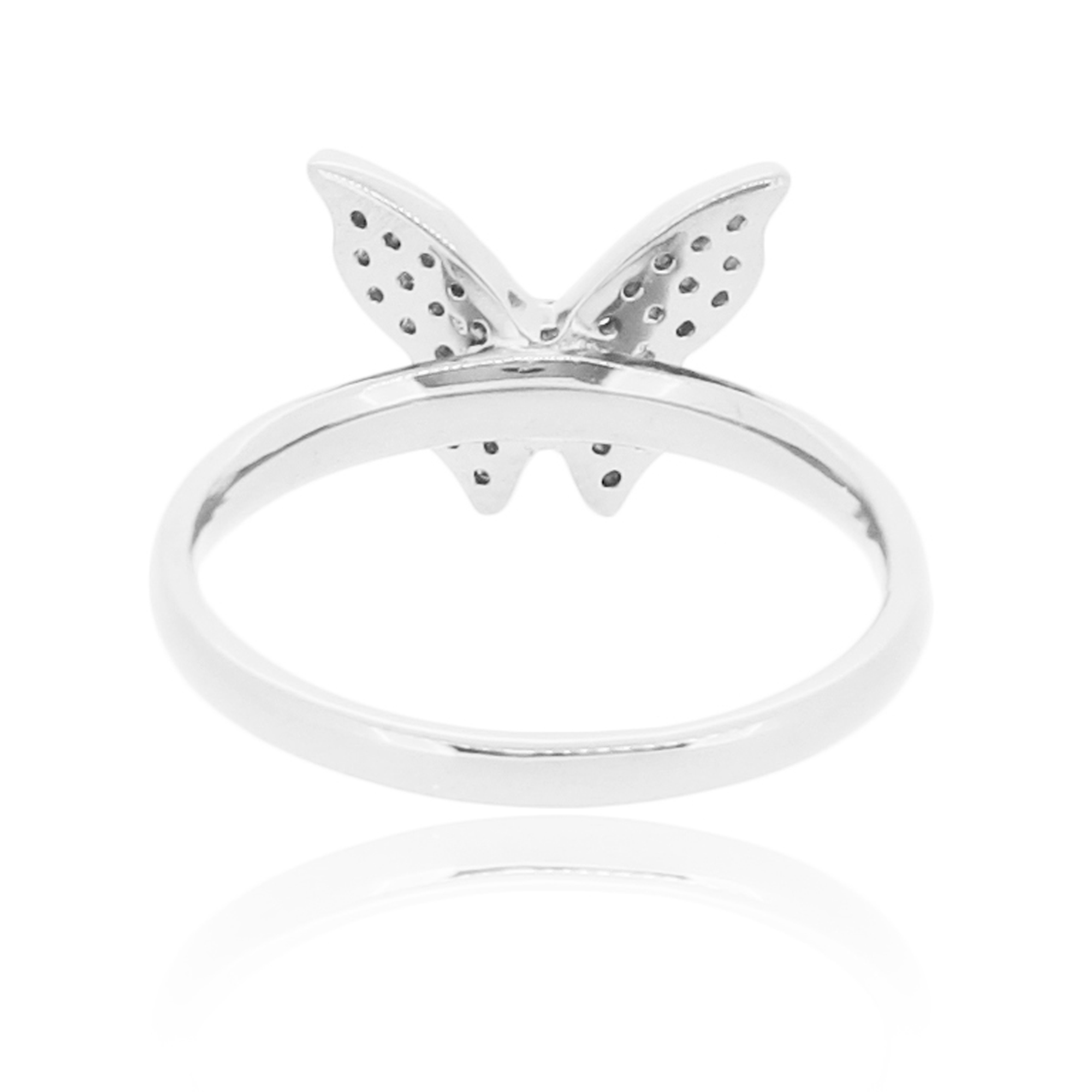 Sterling Silver Butterfly Diamond Ring