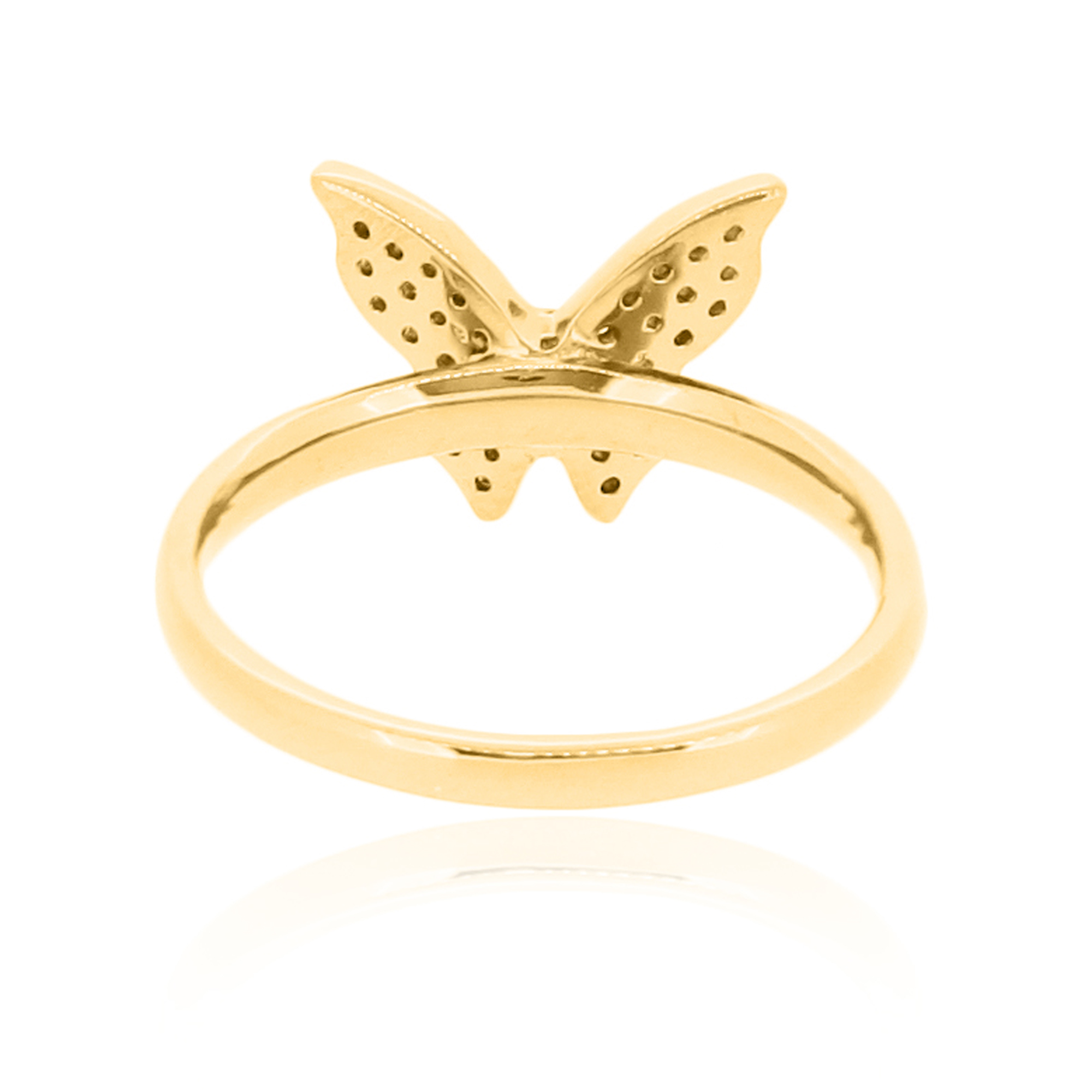 Sterling Silver Butterfly Diamond Ring