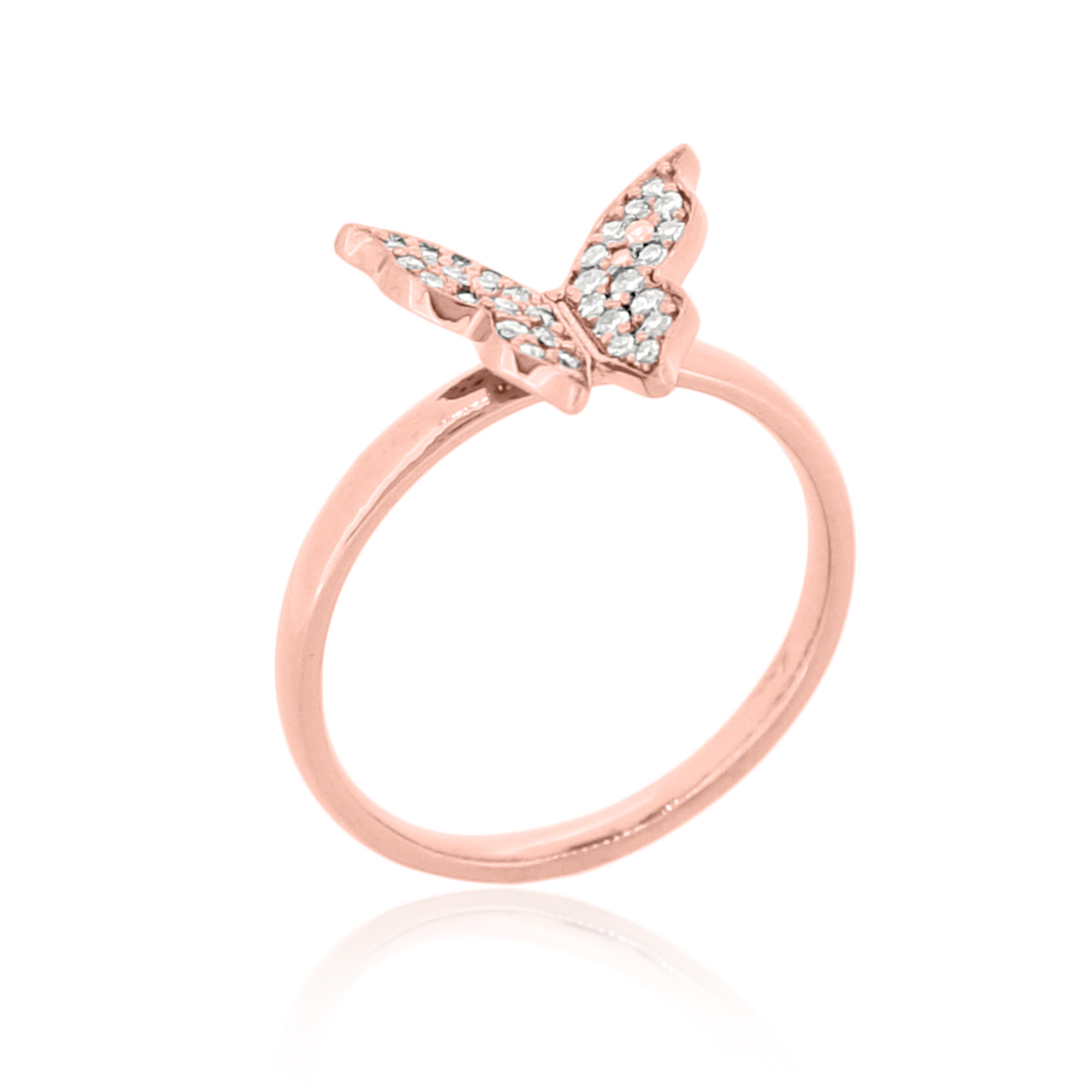 Sterling Silver Butterfly Diamond Ring