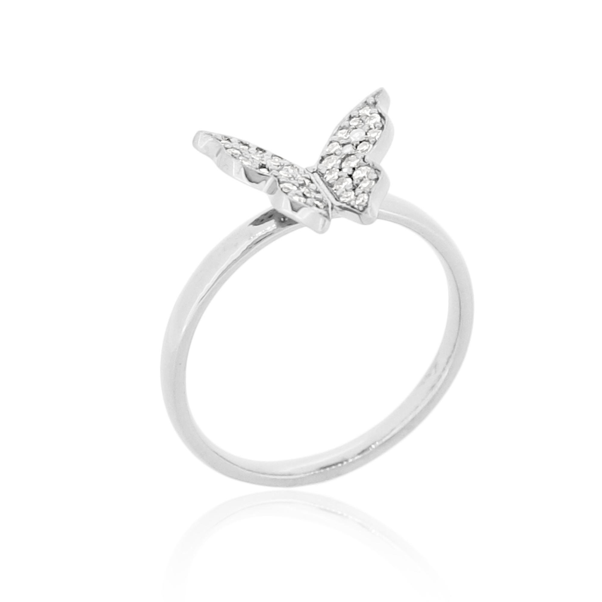 Sterling Silver Butterfly Diamond Ring