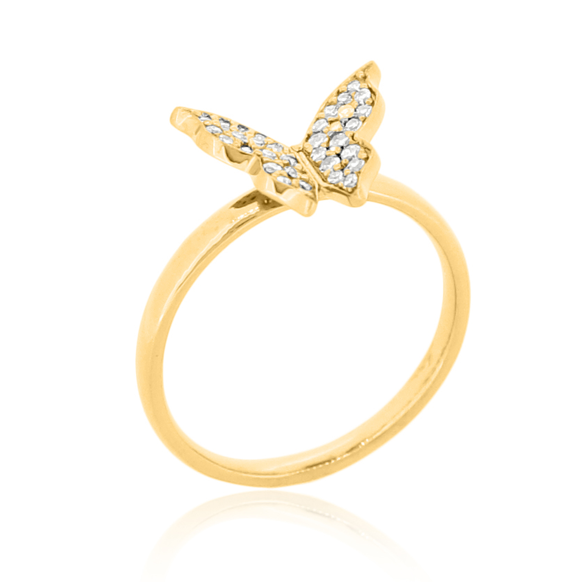 Sterling Silver Butterfly Diamond Ring