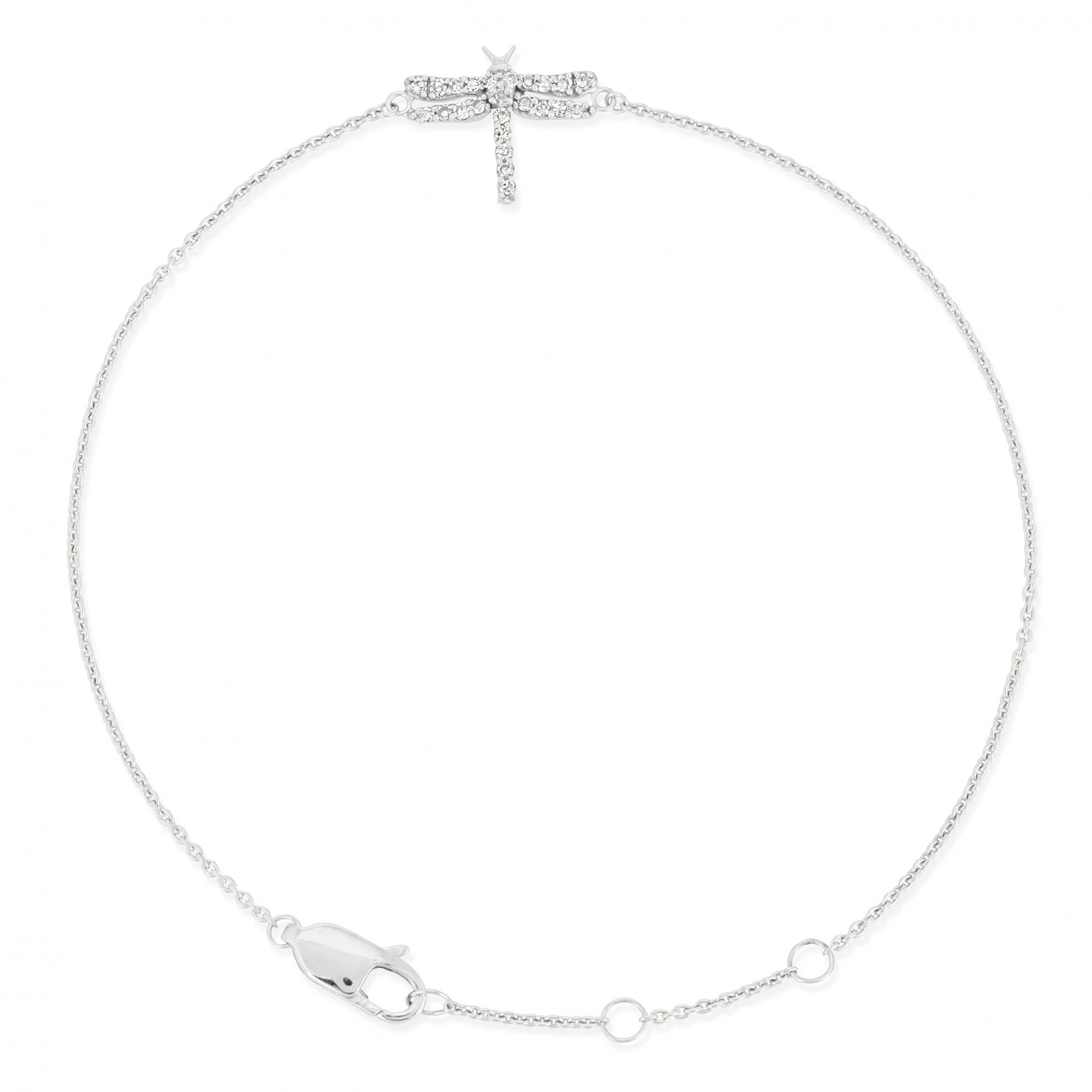 Sterling Silver Butterfly Diamond Bracelet