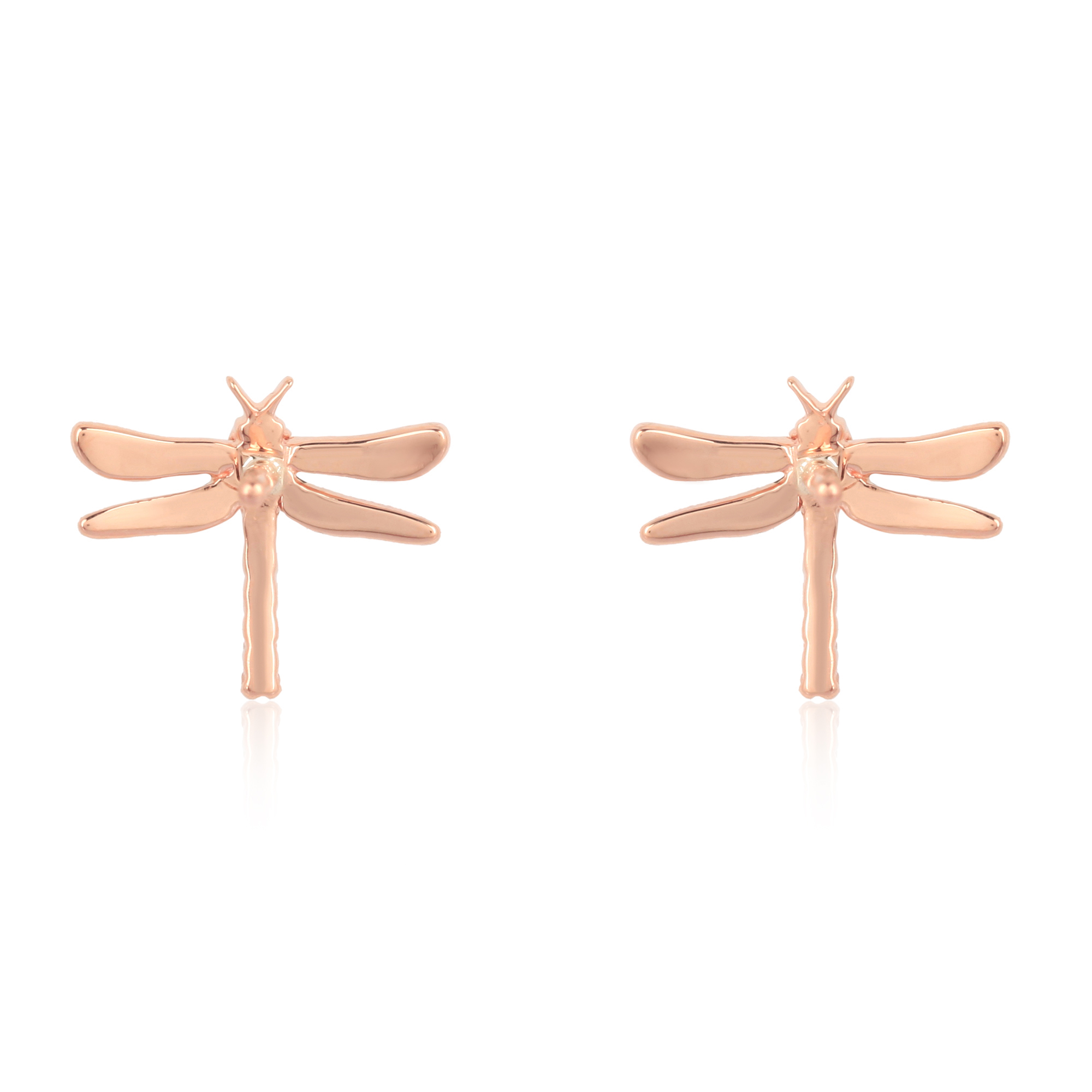 Rose Gold Diamond Dragonfly Studs