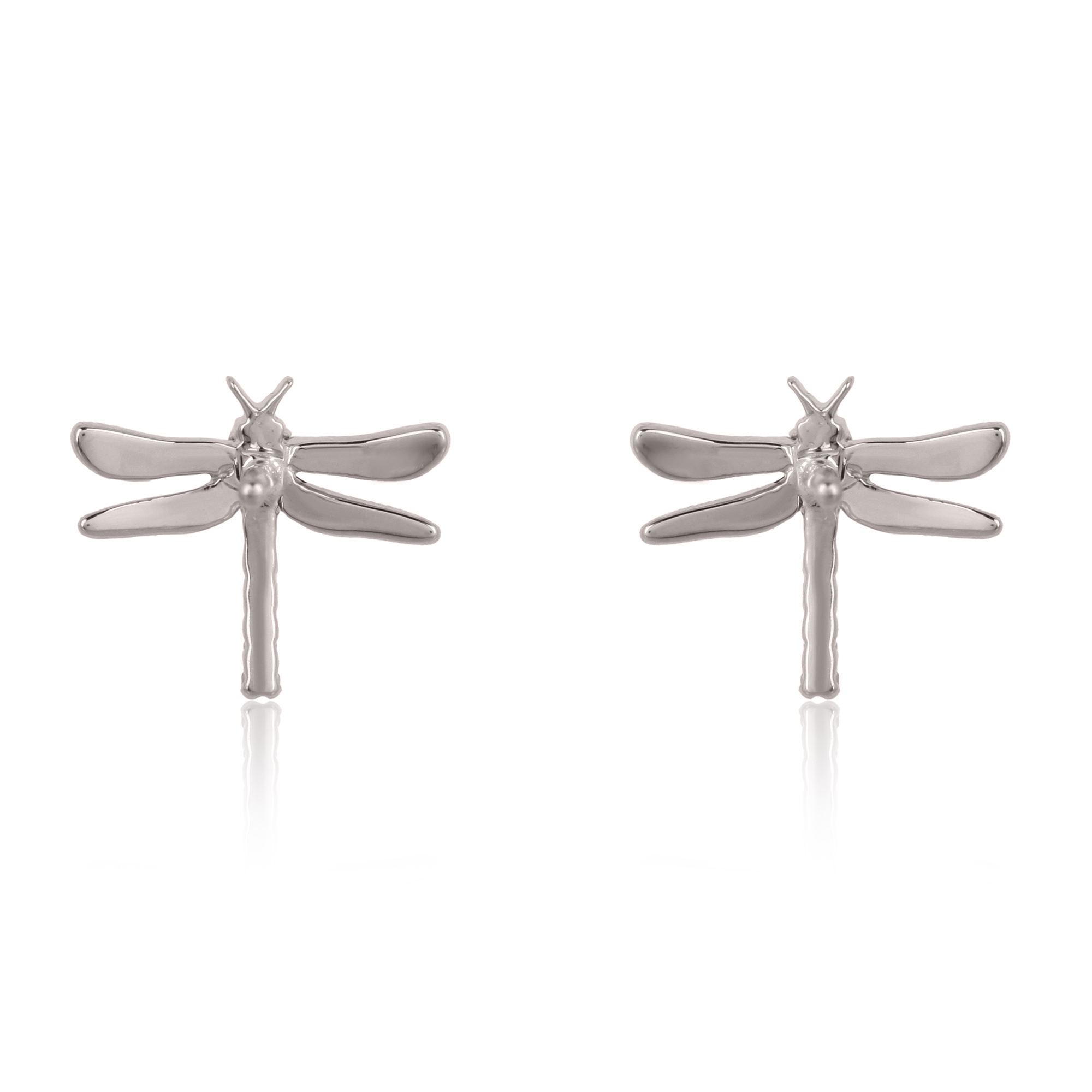 Sterling Silver Diamond Dragonfly Studs