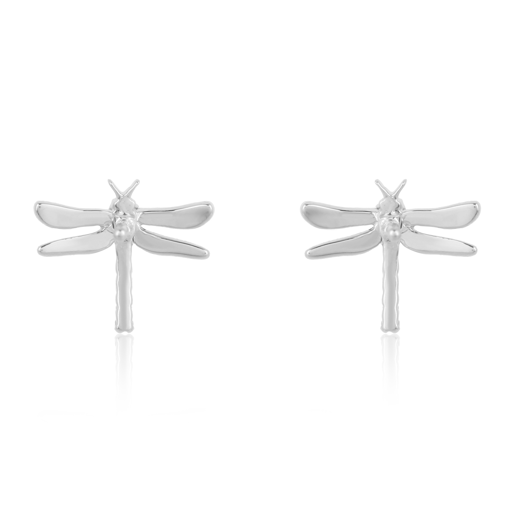 Sterling Silver Diamond Dragonfly Studs