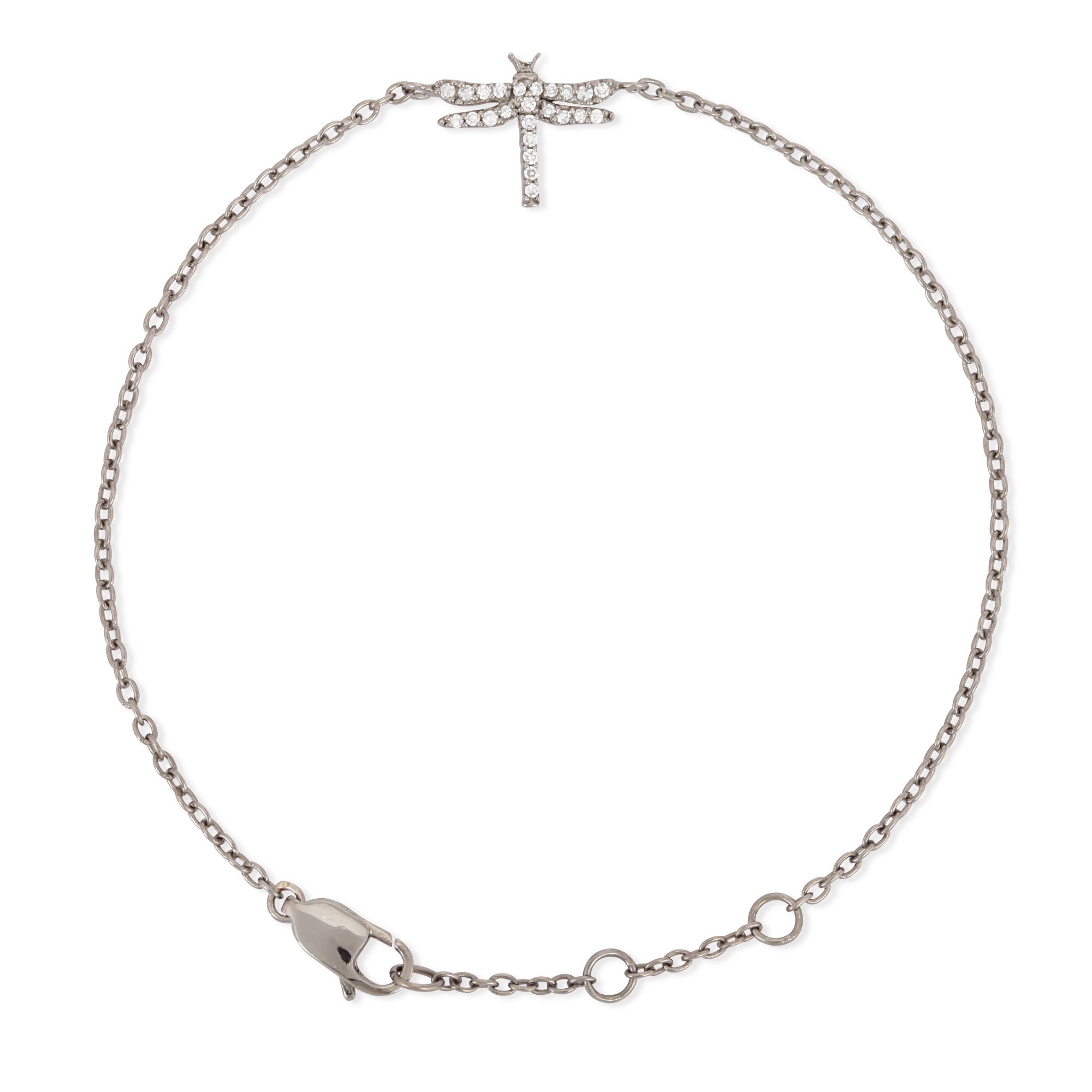Sterling Silver Butterfly Diamond Bracelet