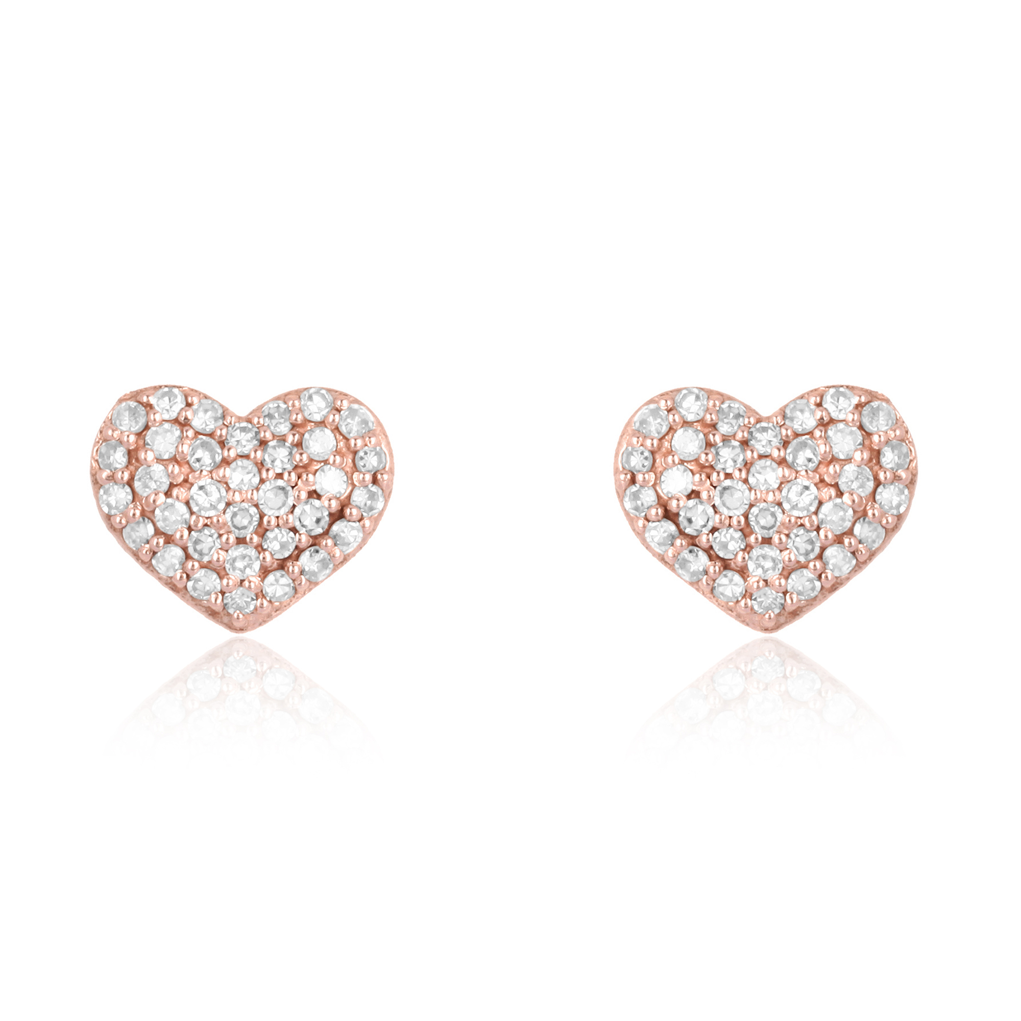 Sterling Silver Pave Diamond Heart Studs
