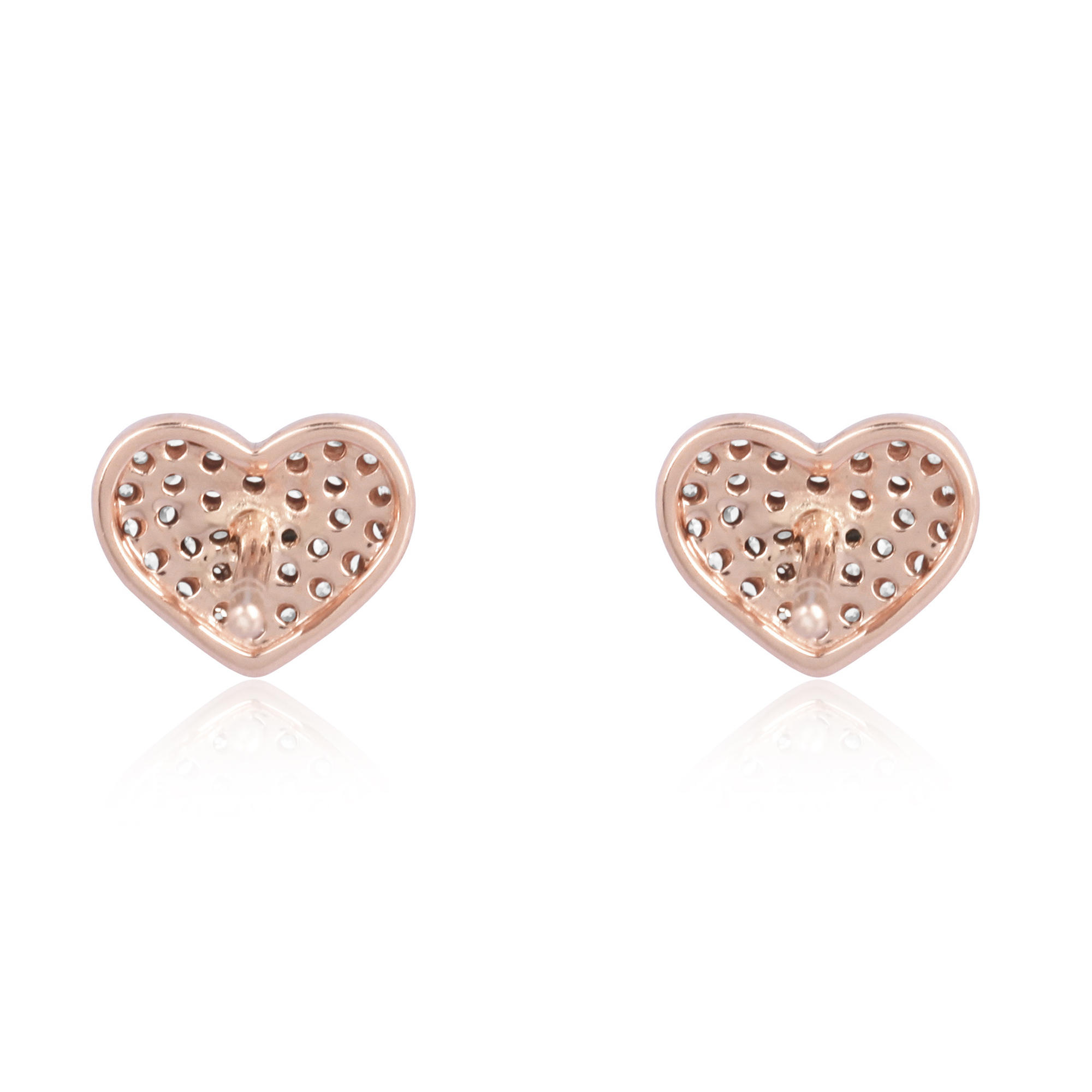 Rose Gold Pave Diamond Heart Studs