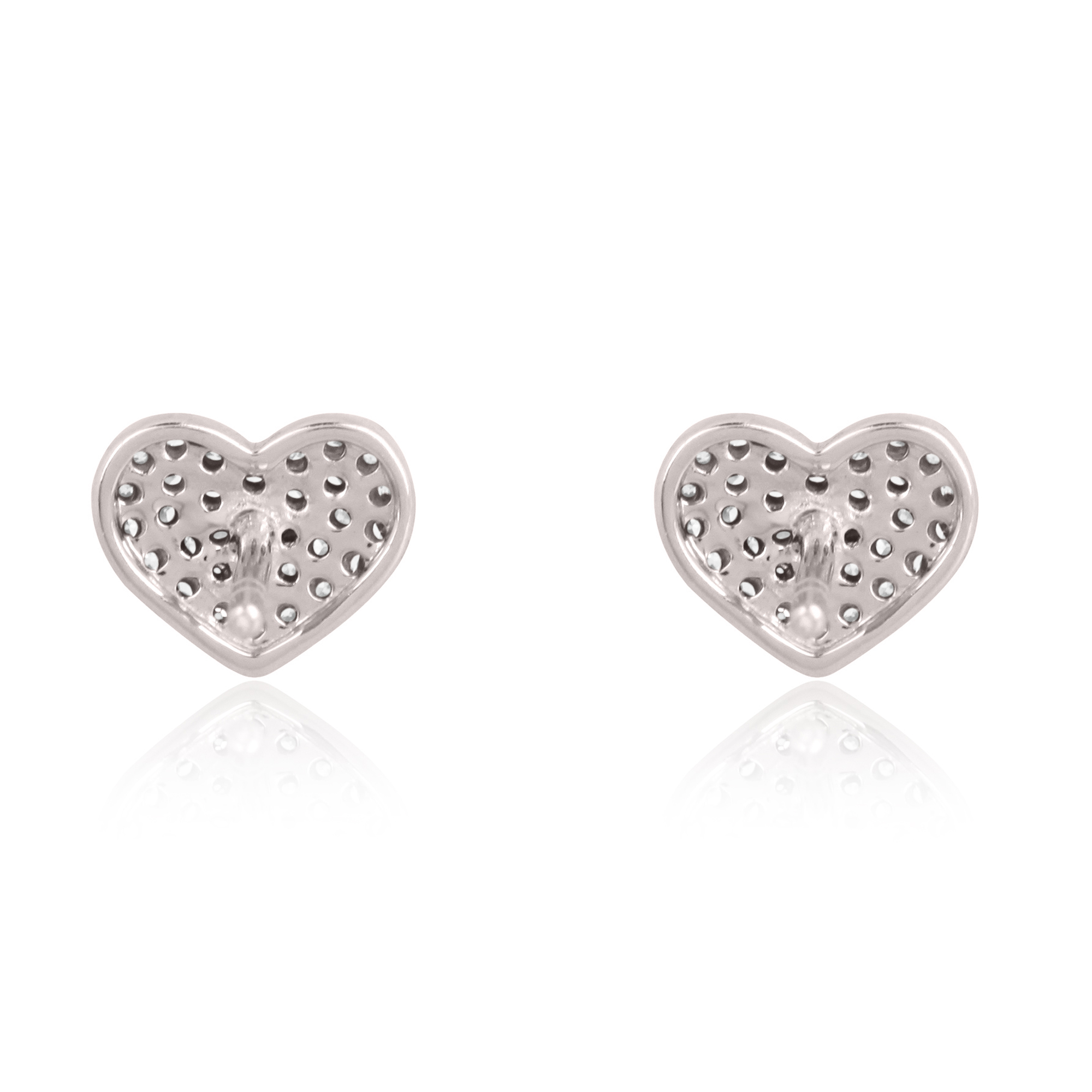 Sterling Silver Pave Diamond Heart Studs