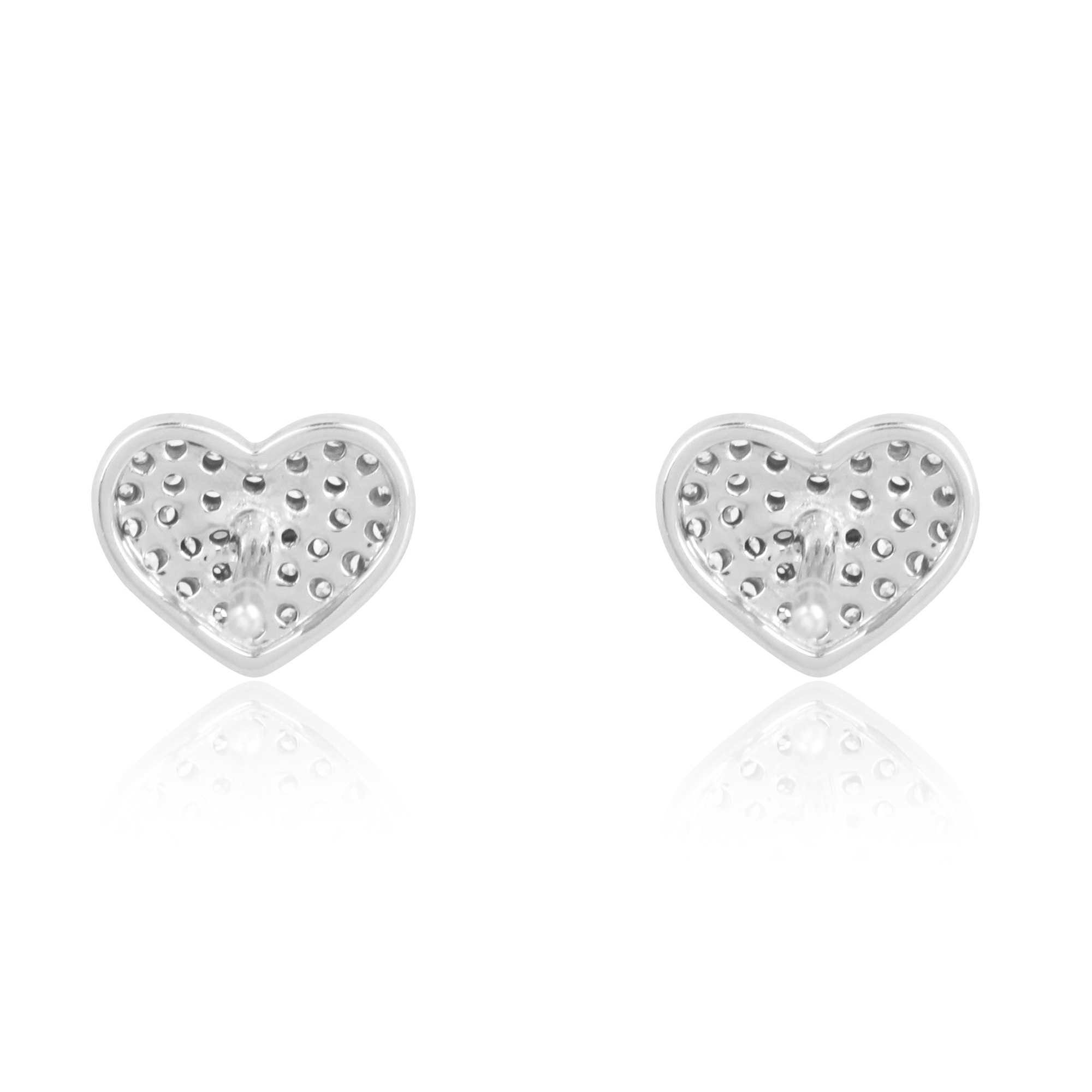 Sterling Silver Pave Diamond Heart Studs