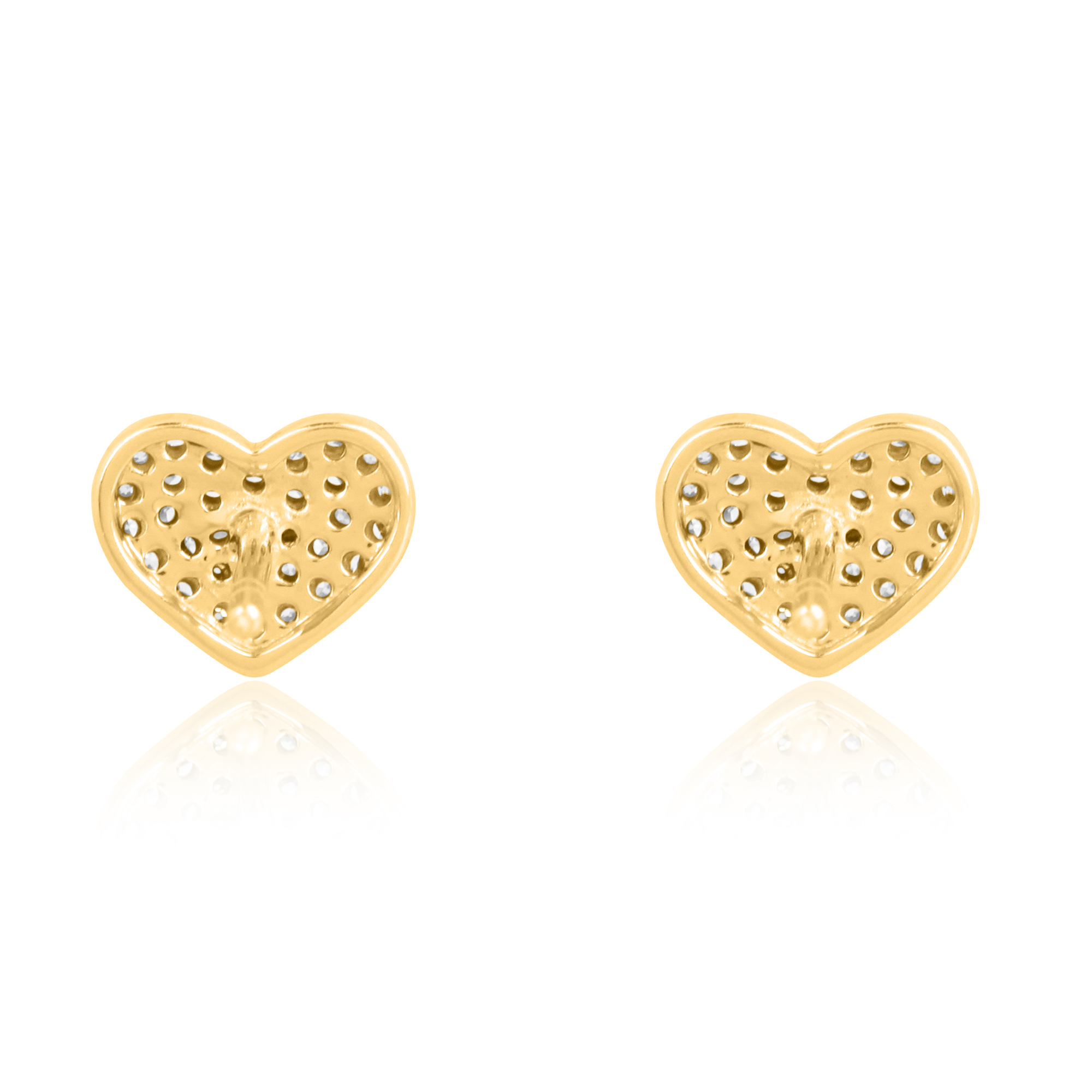 Yellow Gold Pave Diamond Heart Studs