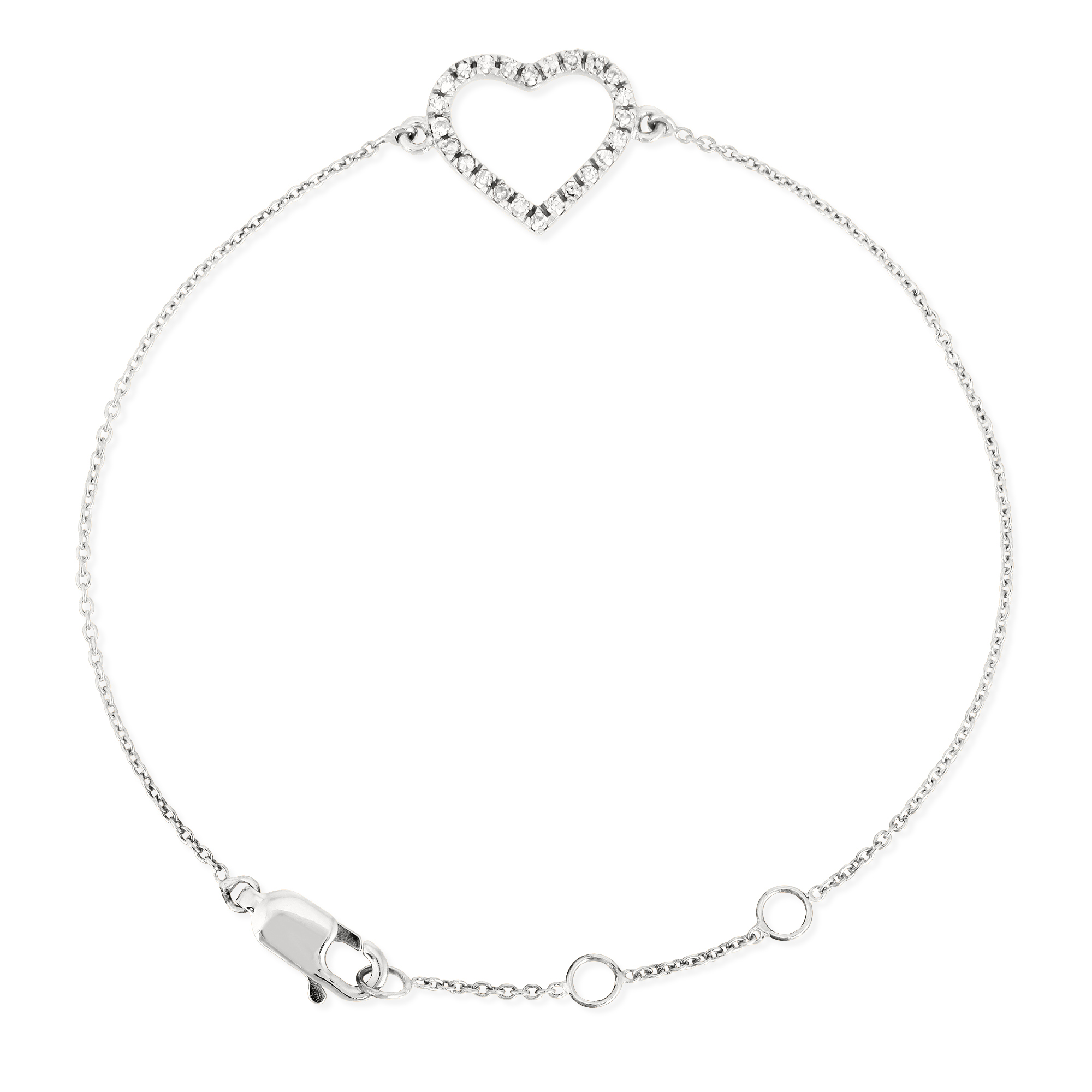 Sterling Silver Heart Diamond Bracelet