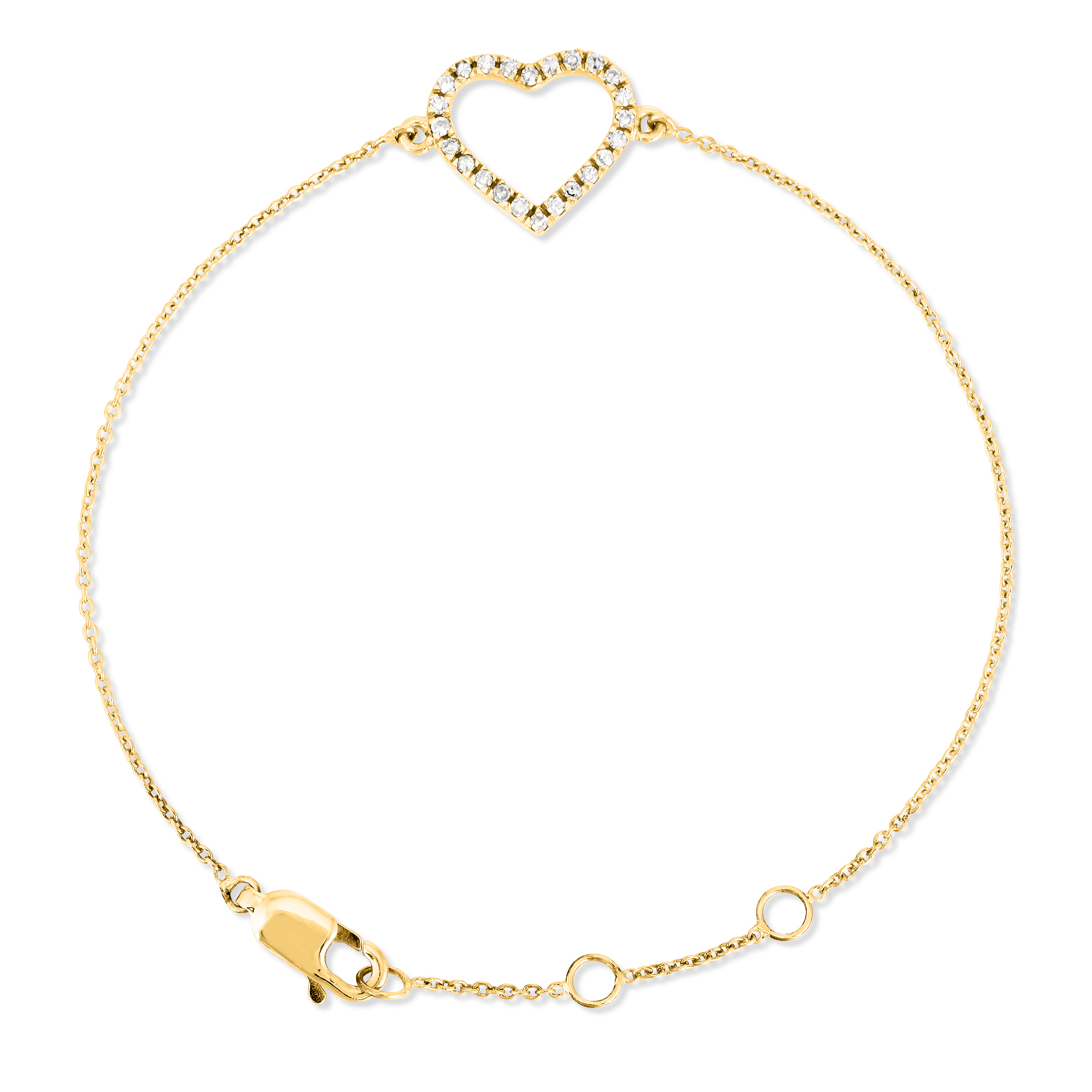 Yellow Gold Heart Diamond Bracelet