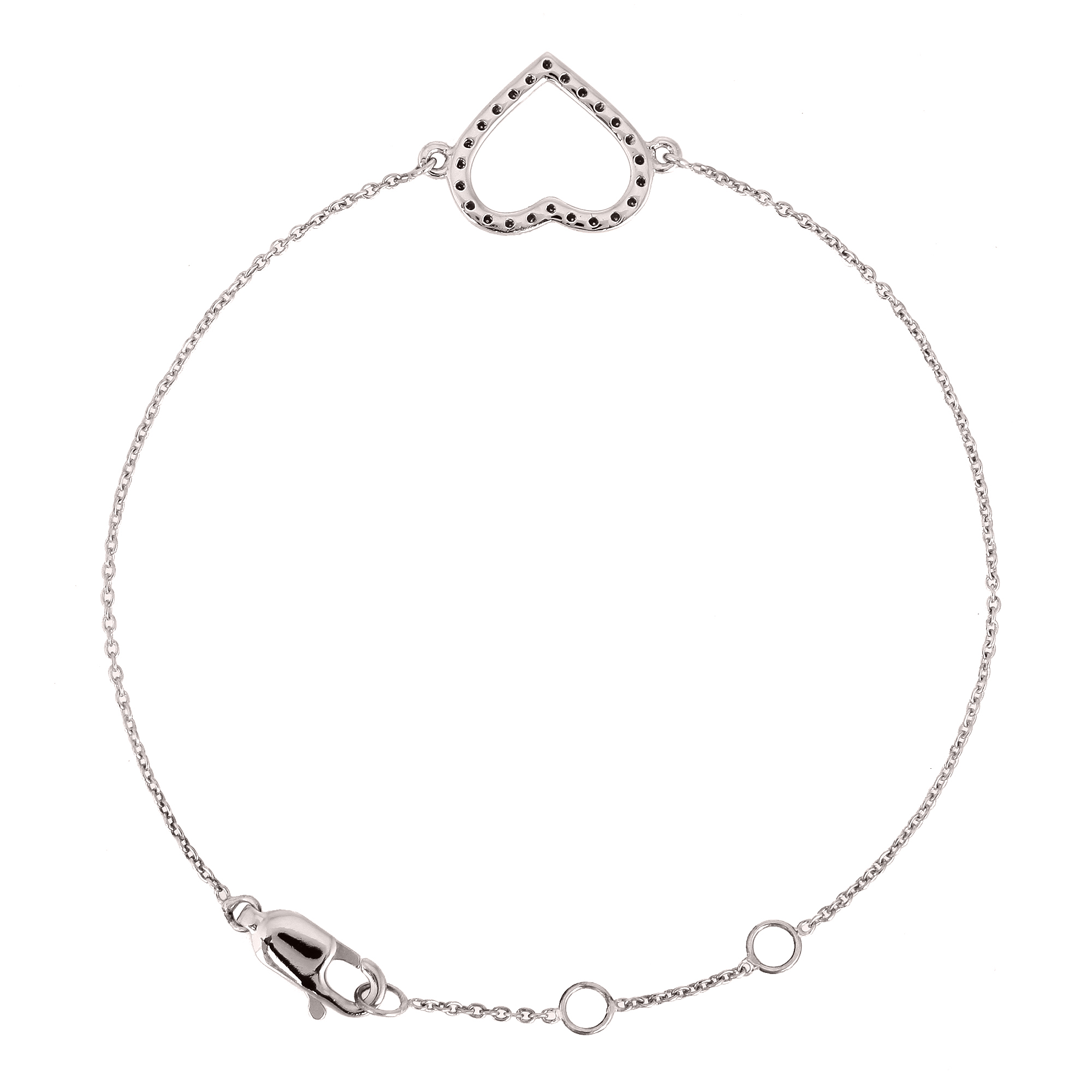 Sterling Silver Heart Diamond Bracelet
