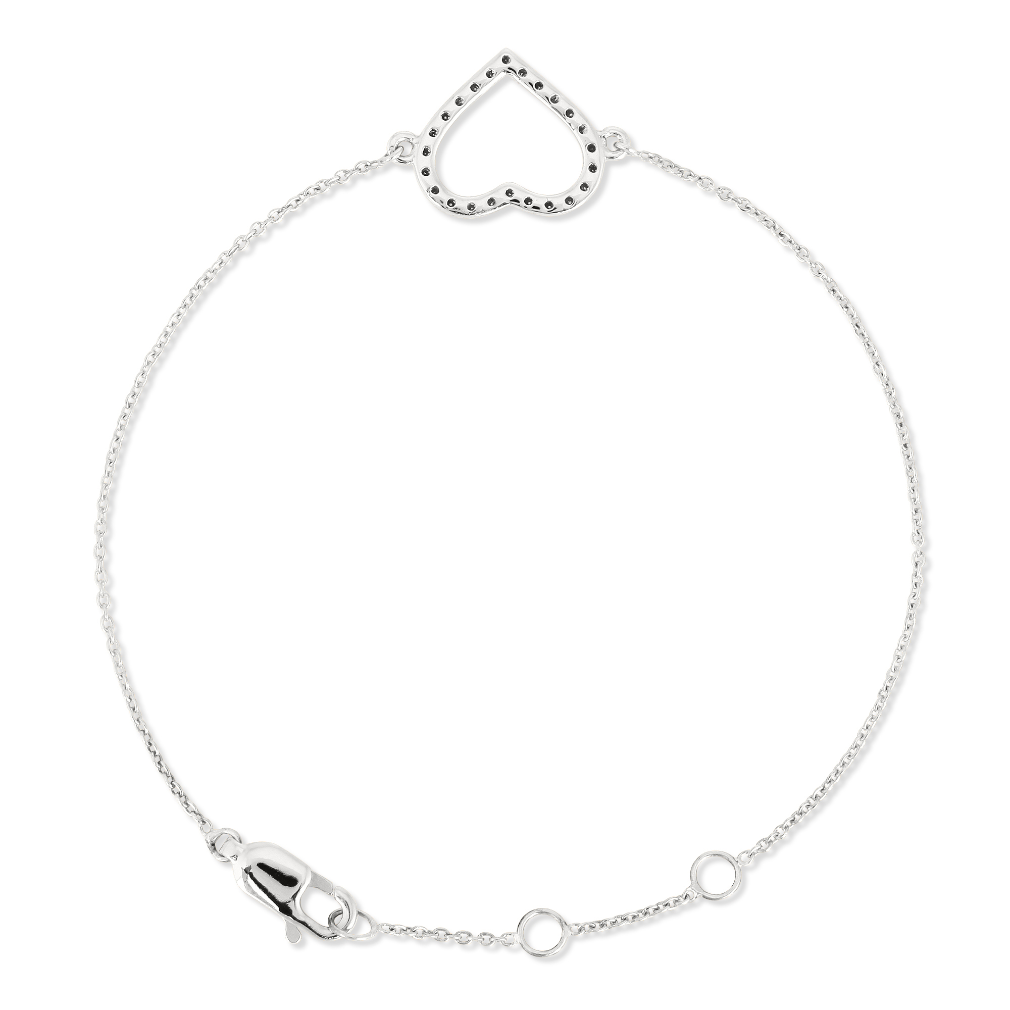 Sterling Silver Heart Diamond Bracelet