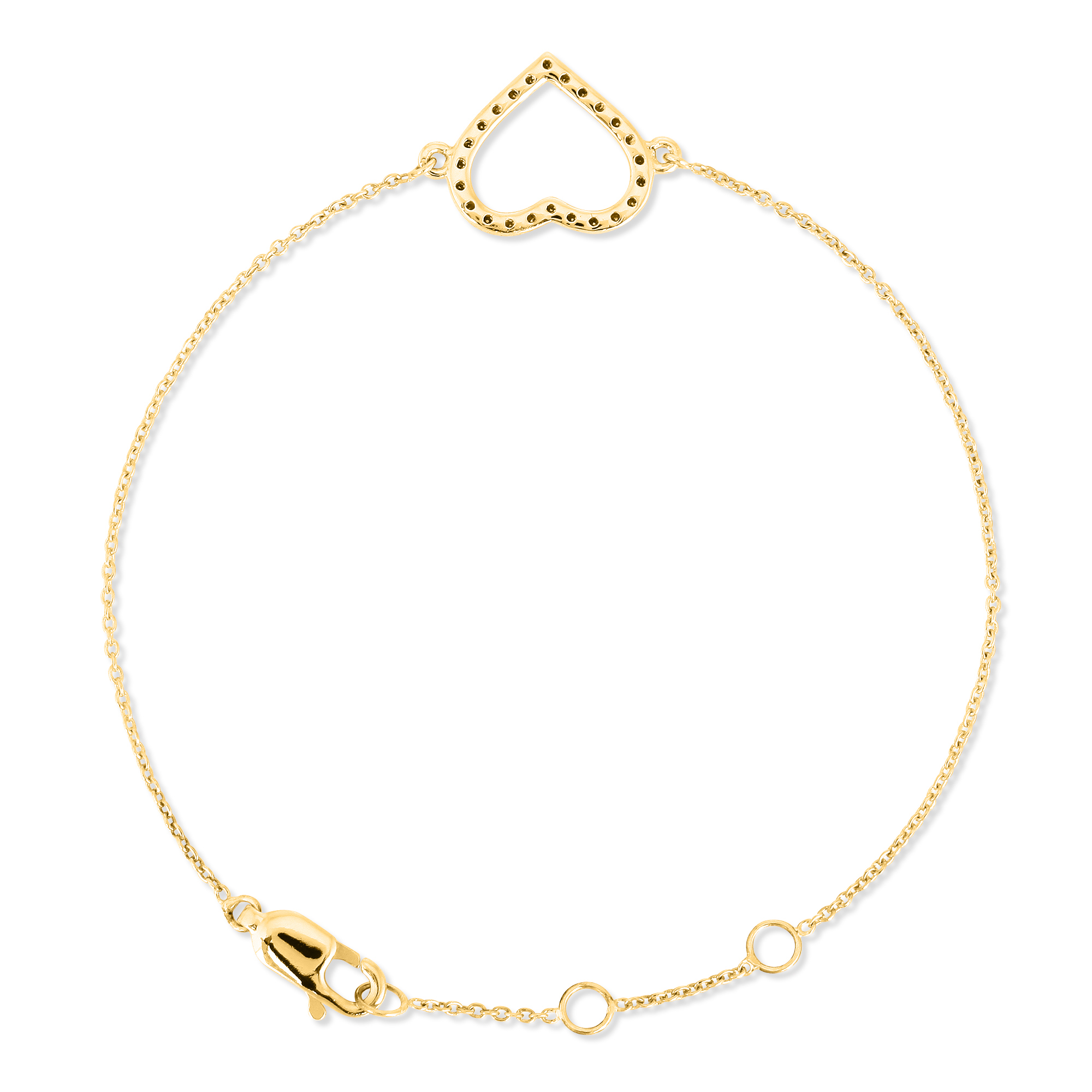 Yellow Gold Heart Diamond Bracelet