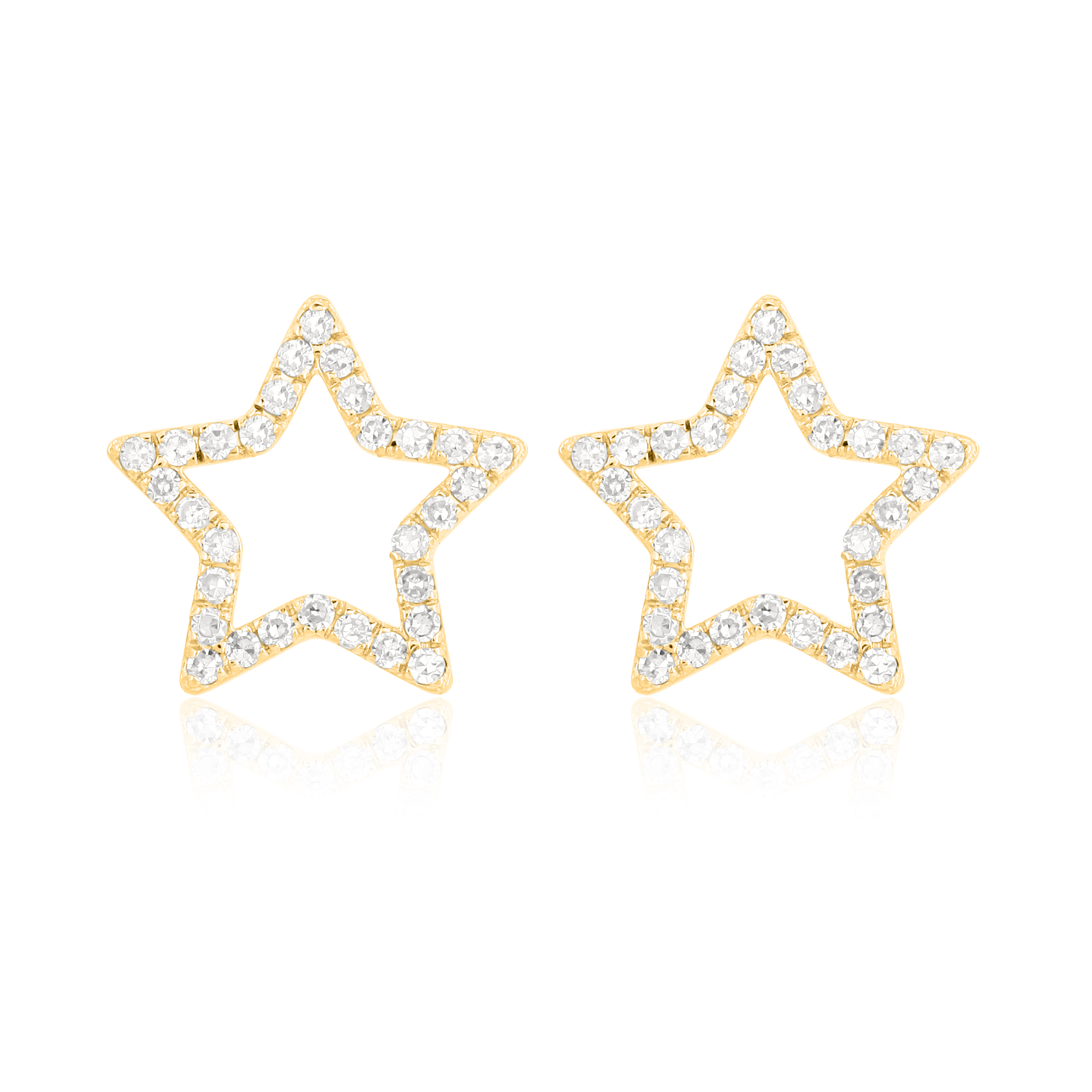 Yellow Gold Star Studs