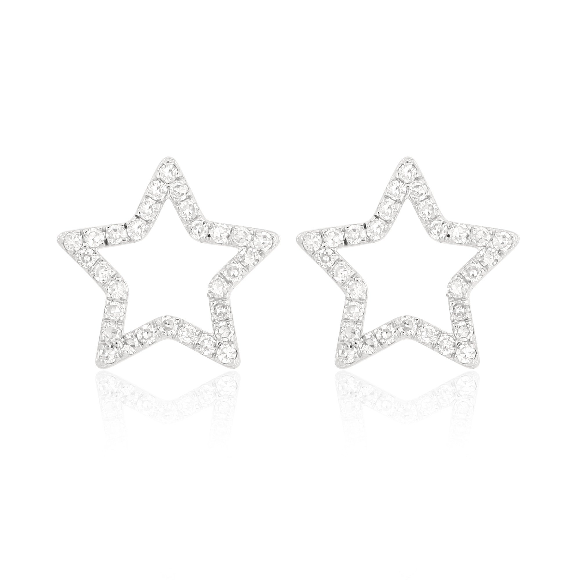 White Gold Star Studs