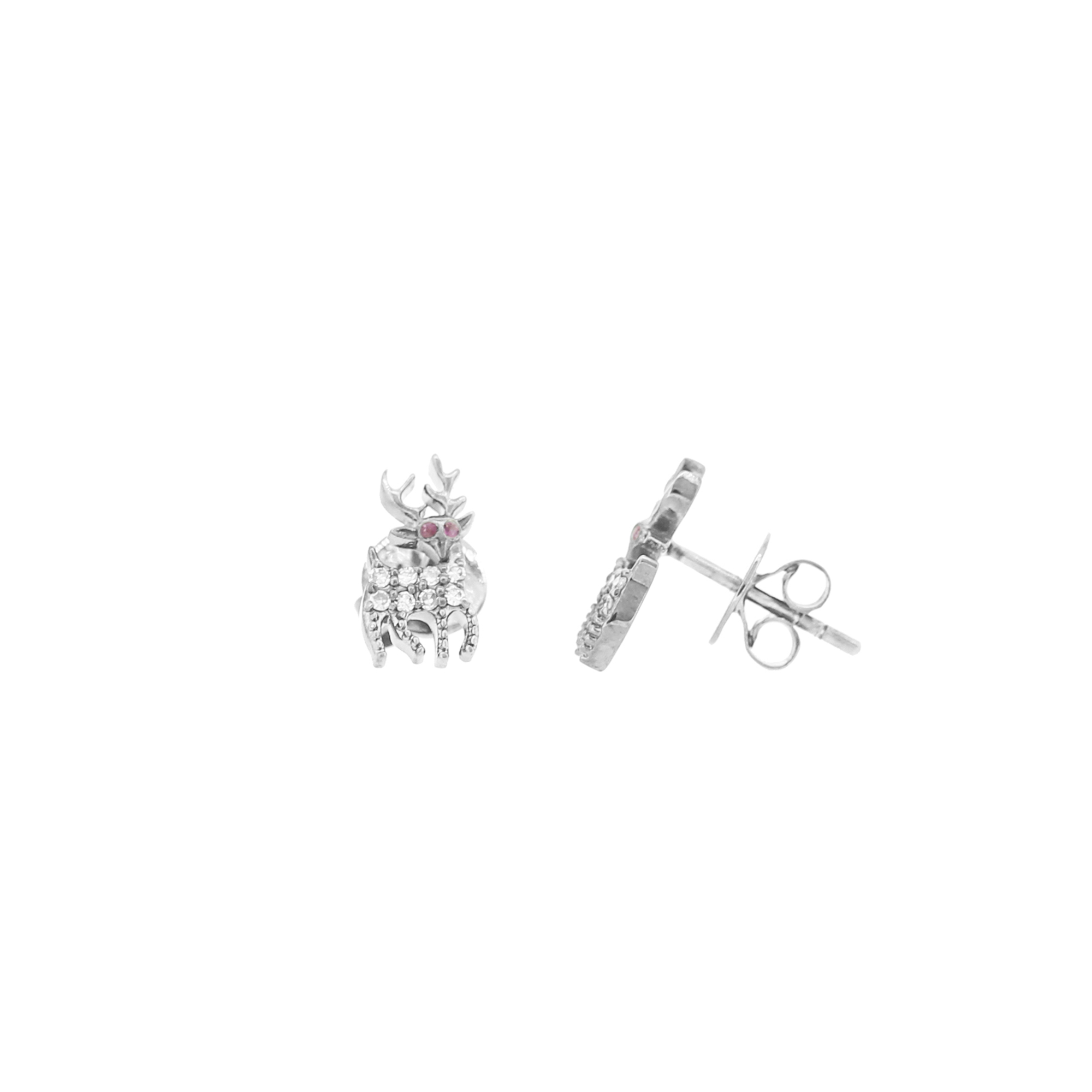 White Gold Diamond Raindeer Studs
