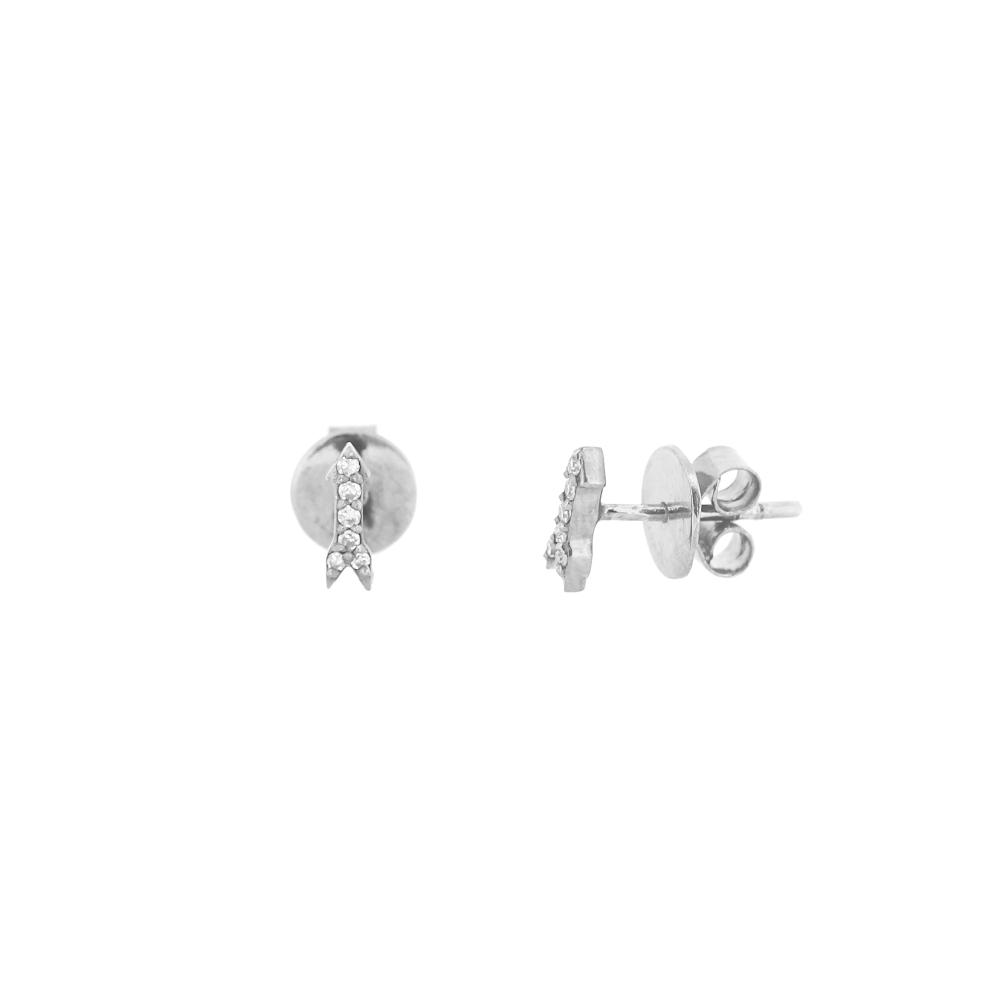 Sterling Silver Diamond Minimalistic Arrow Studs