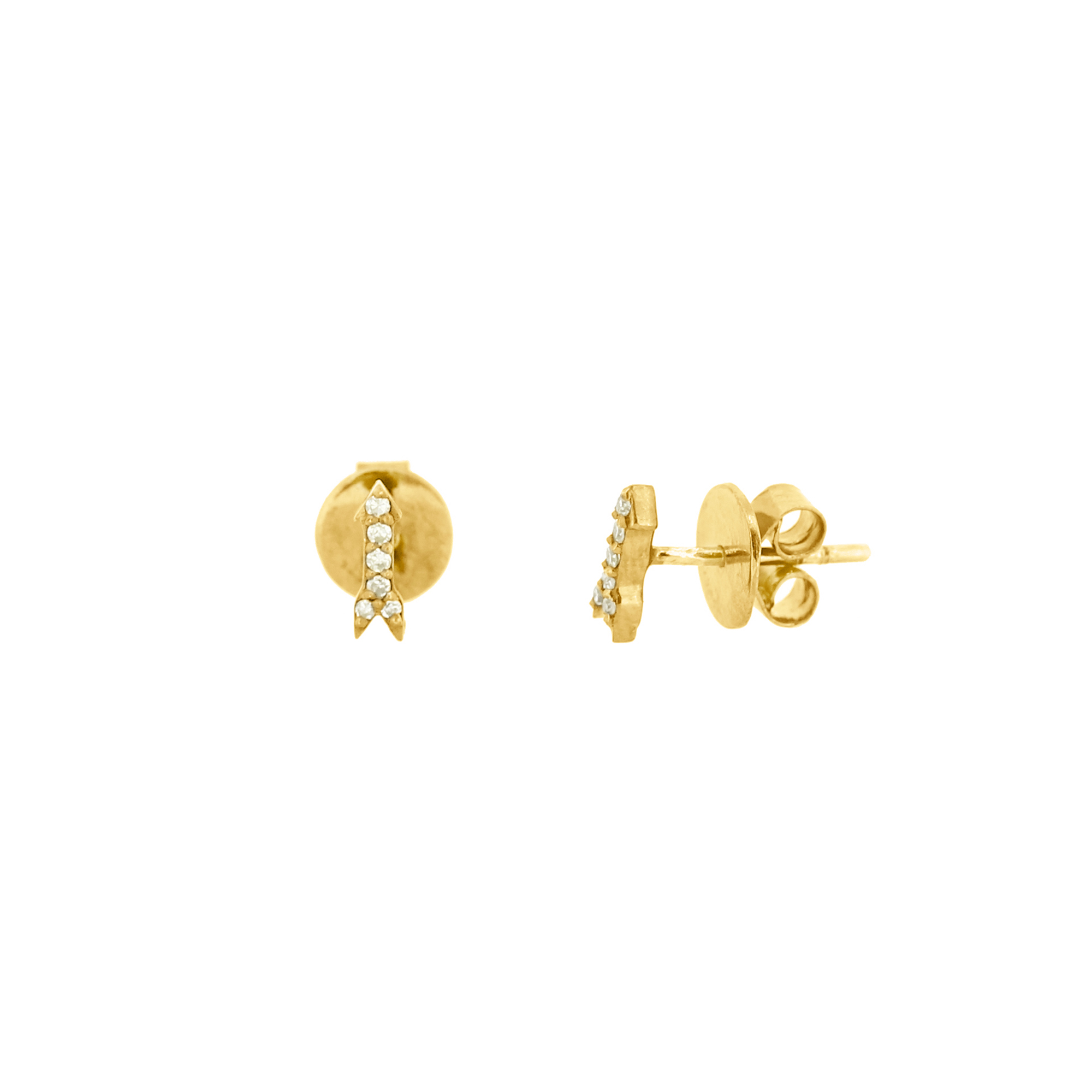 Yellow Gold Diamond Minimilistic Arrow Studs