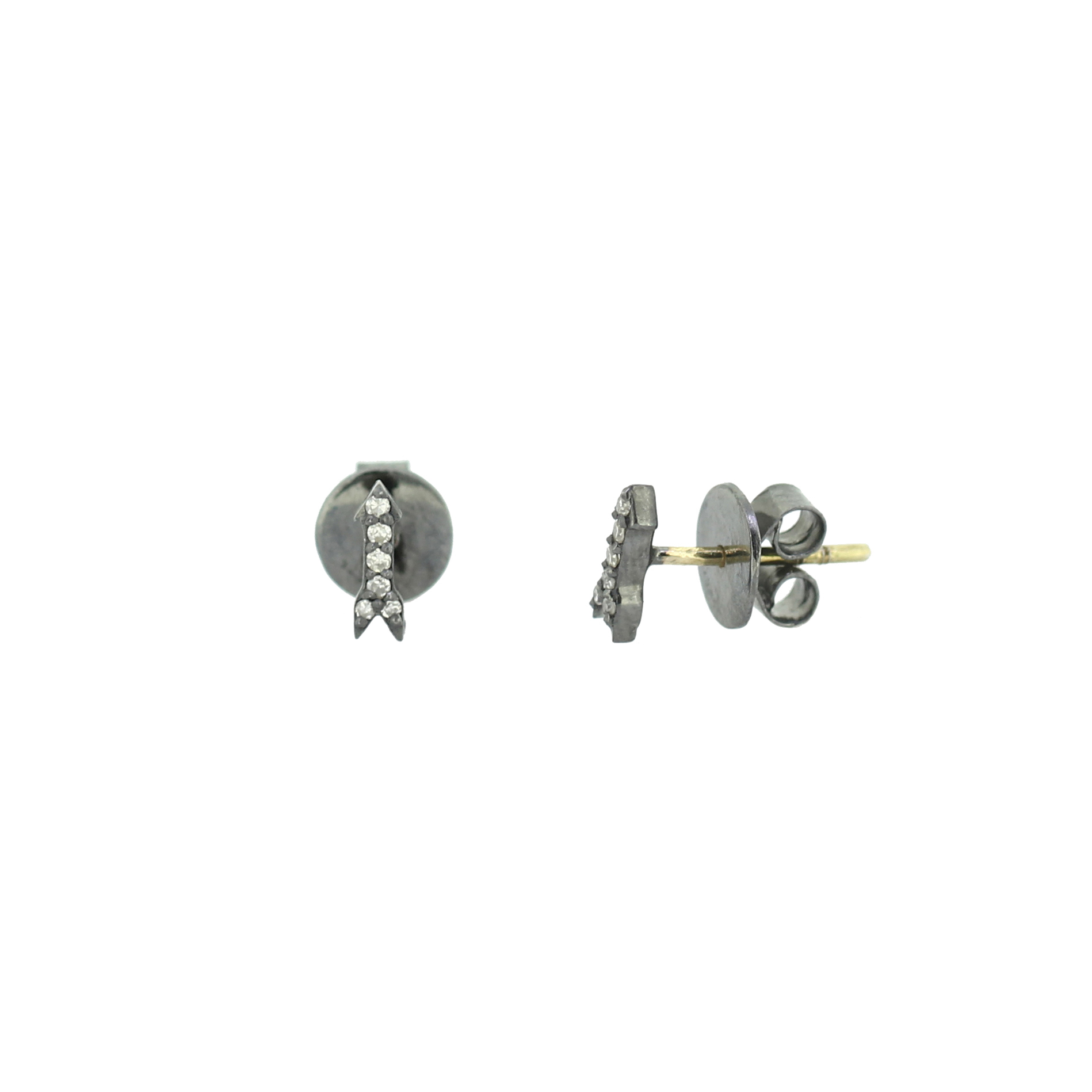 Sterling Silver Diamond Minimalistic Arrow Studs