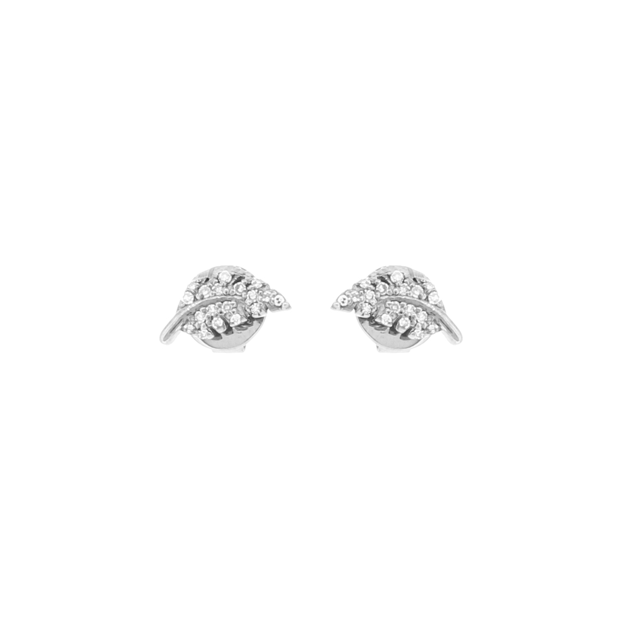 White Gold Diamond Leaf Studs
