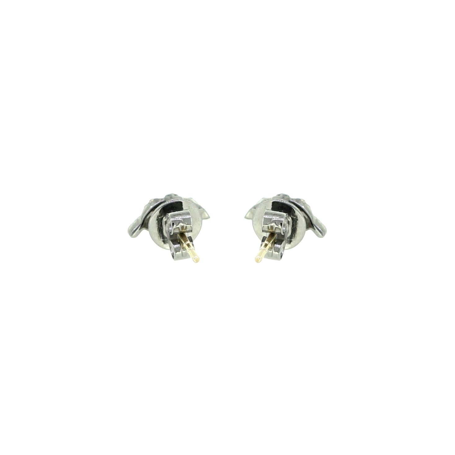 Sterling Silver Diamond Leaf Studs
