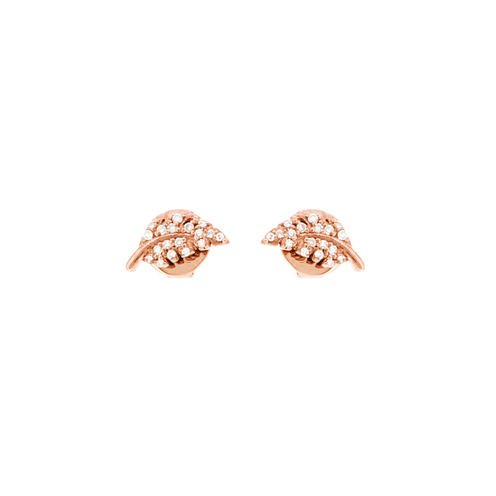 Sterling Silver Diamond Leaf Studs