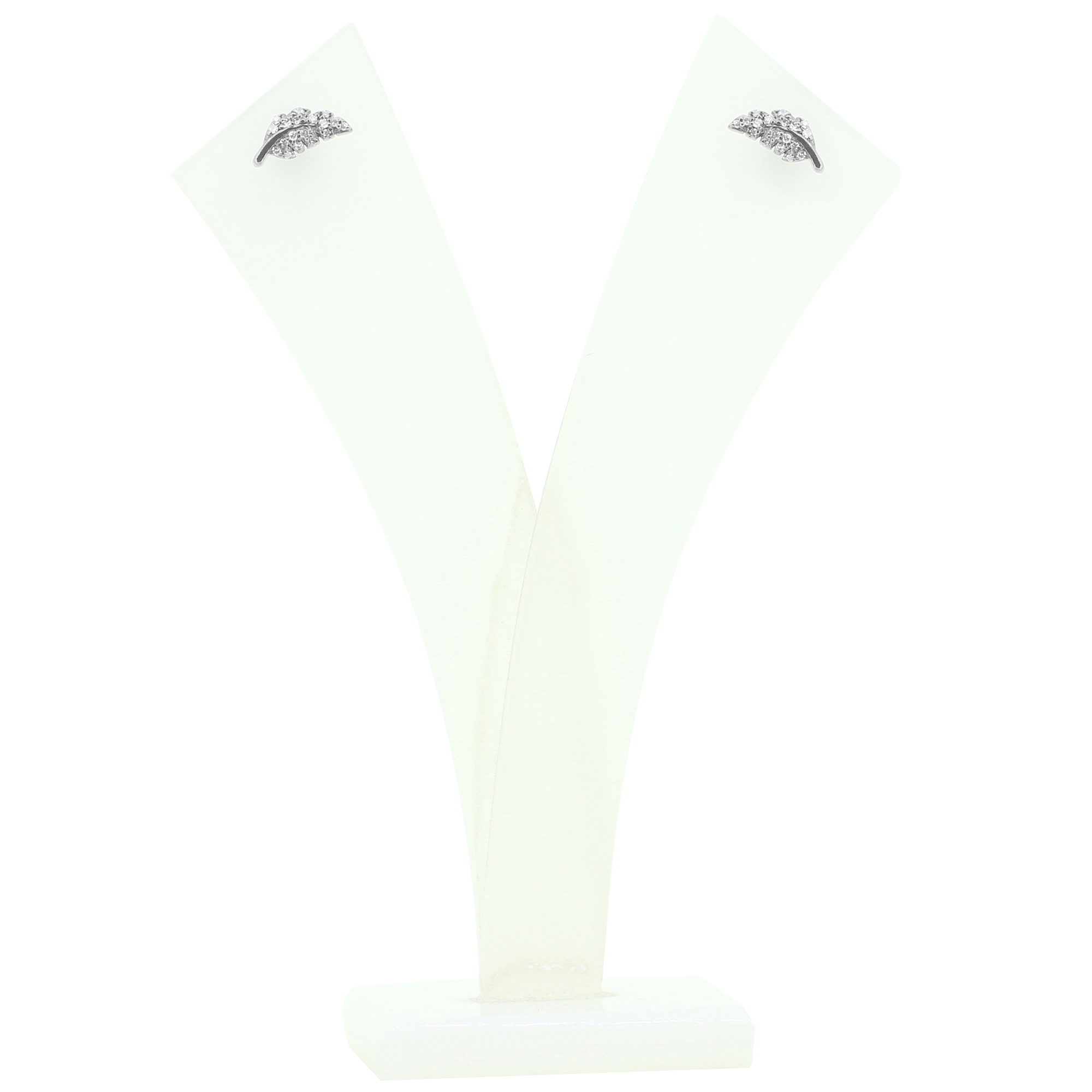 White Gold Diamond Leaf Studs