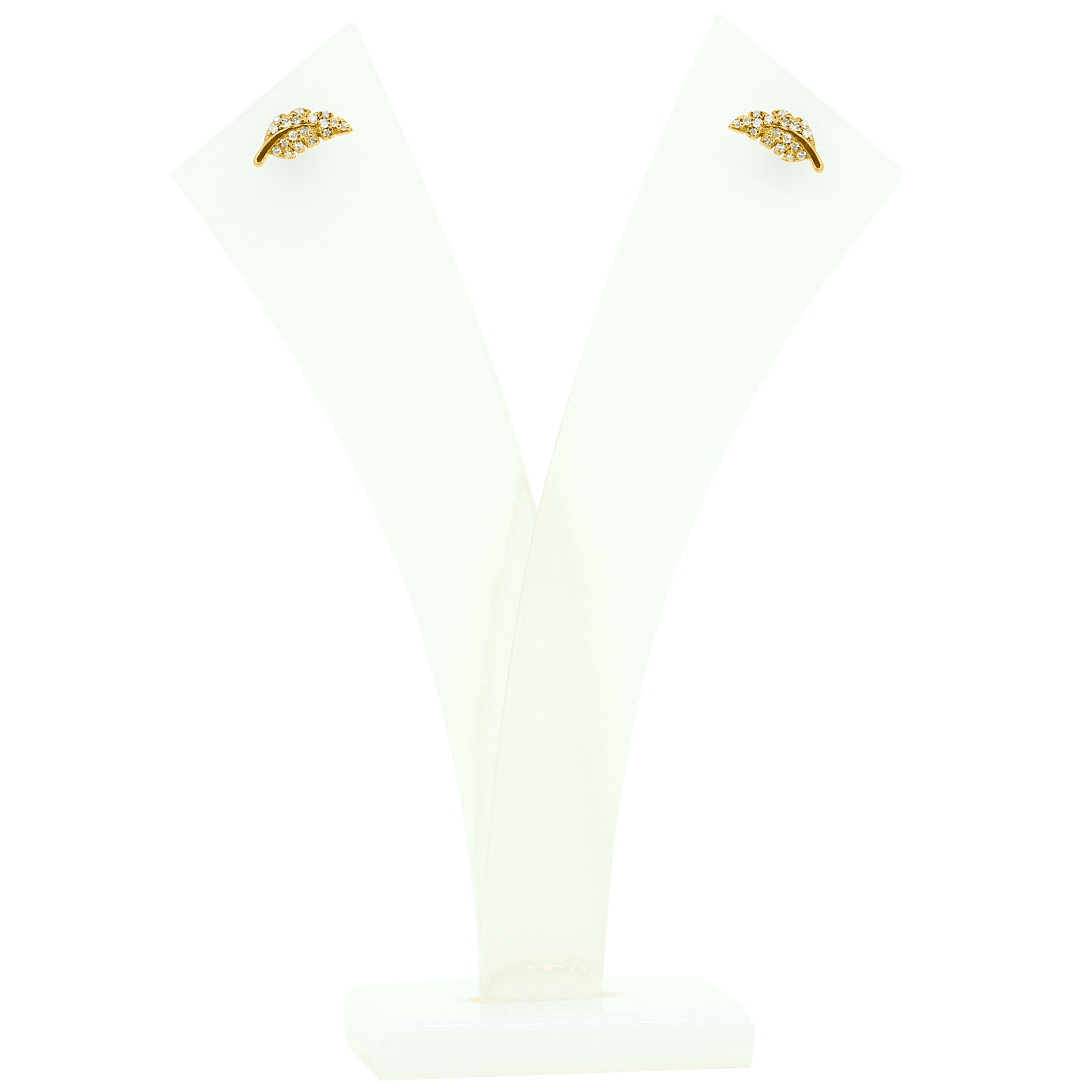 Sterling Silver Diamond Leaf Studs