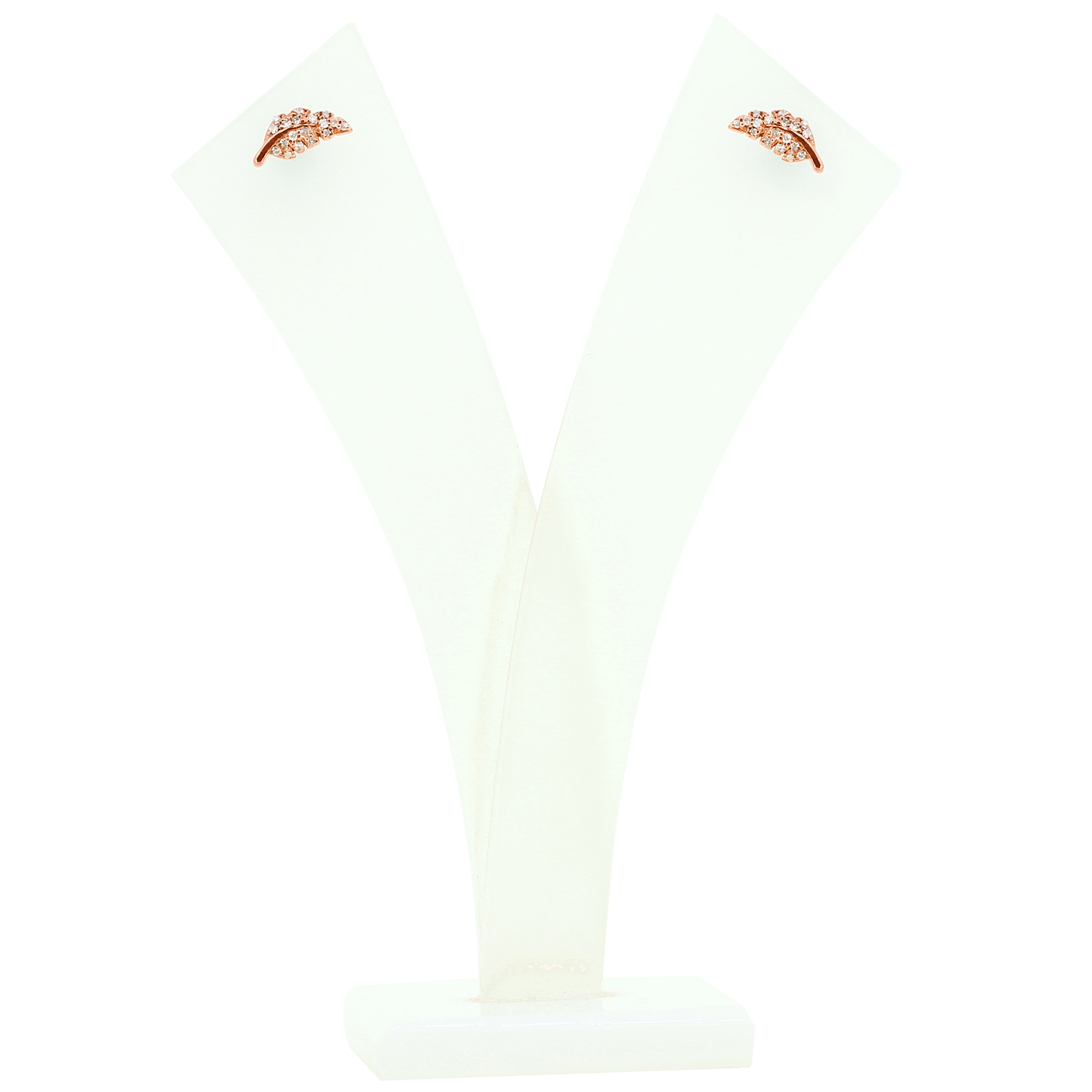 Rose Gold Diamond Leaf Studs