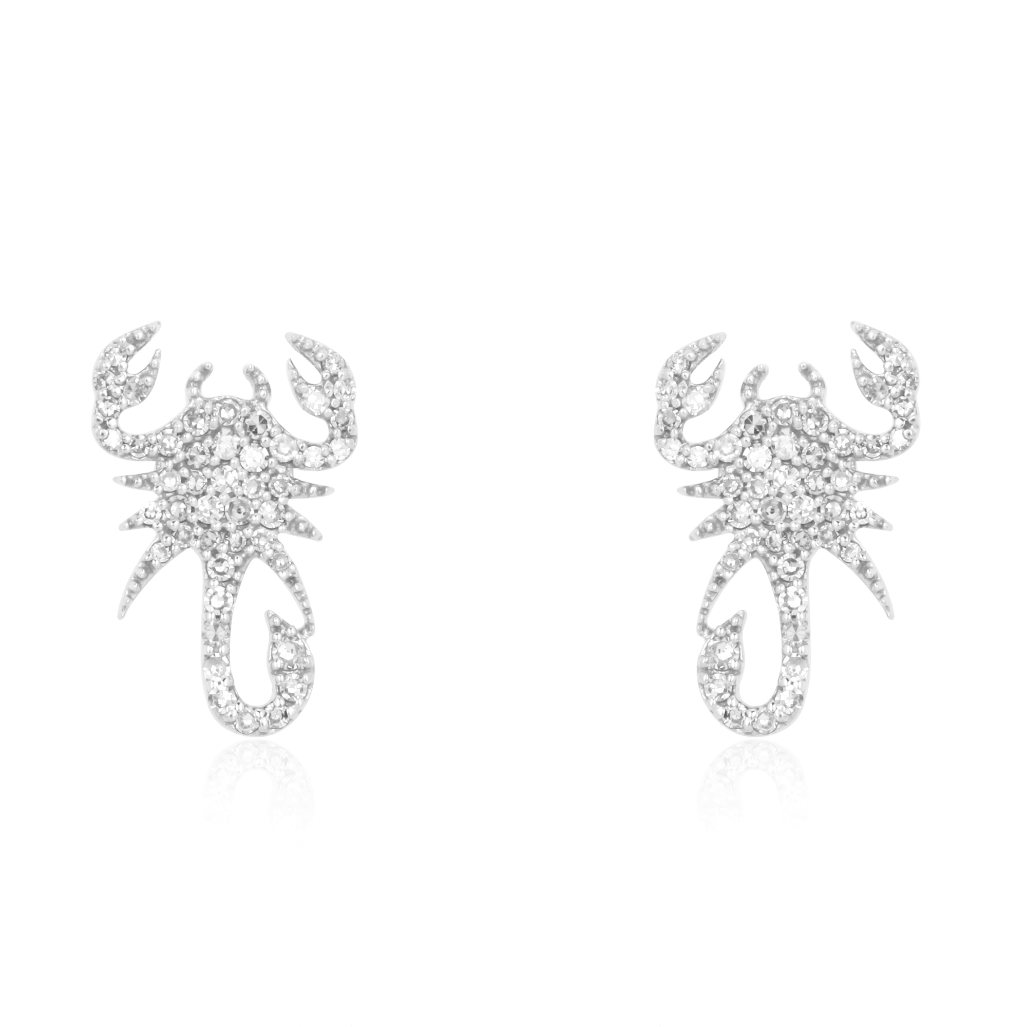 Sterling Silver Diamond Scorpion Studs