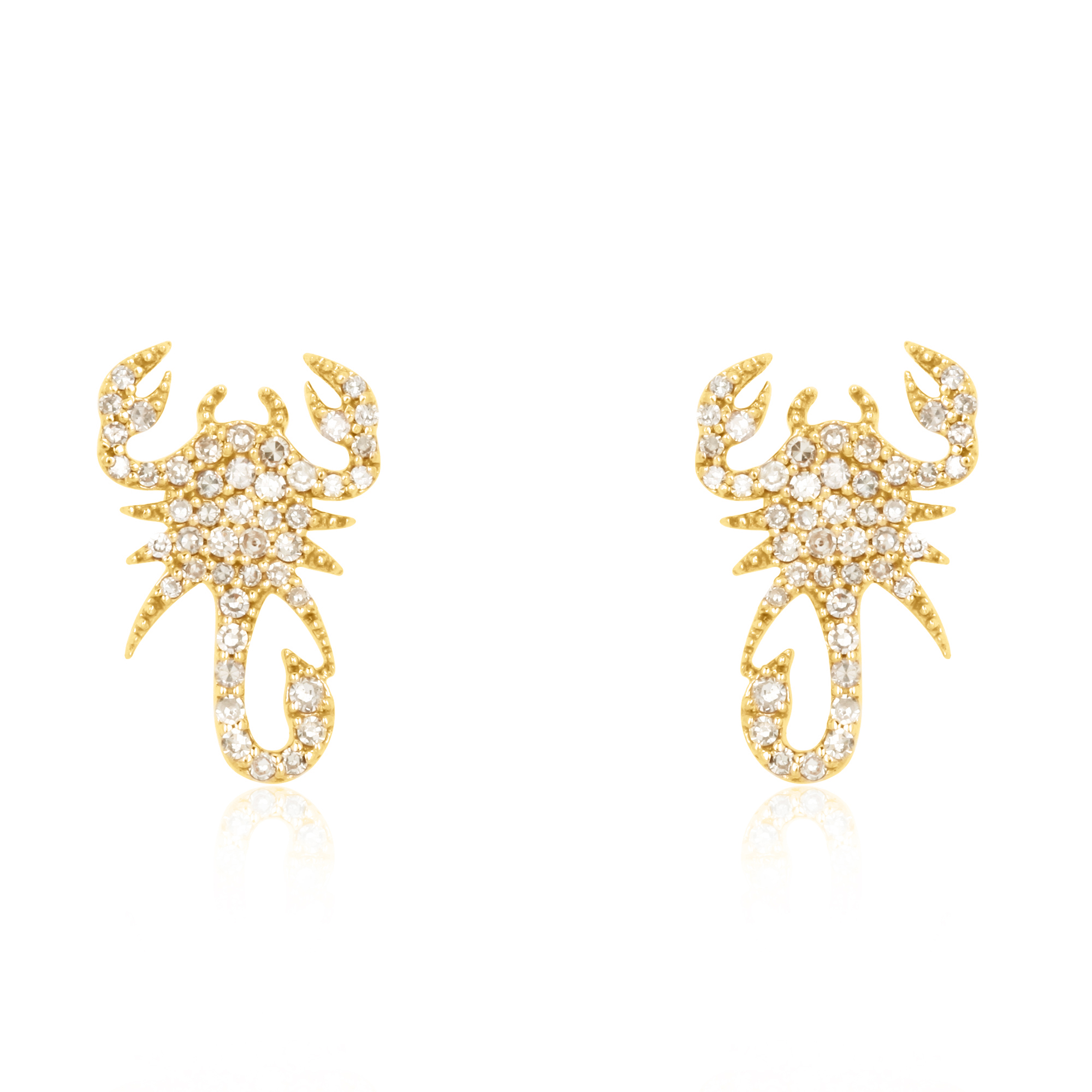 Yellow Gold Diamond Scorpion Studs