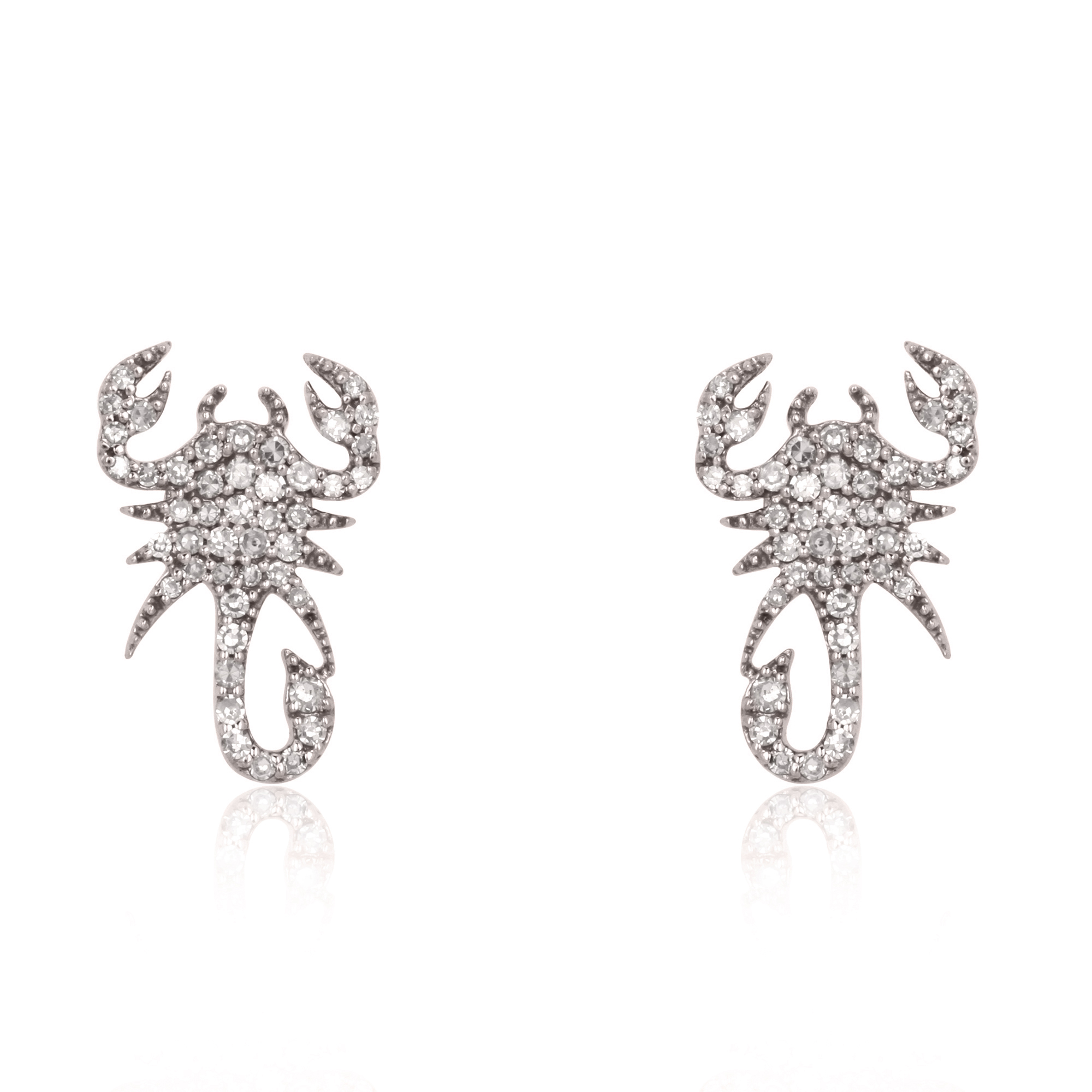 Sterling Silver Diamond Scorpion Studs