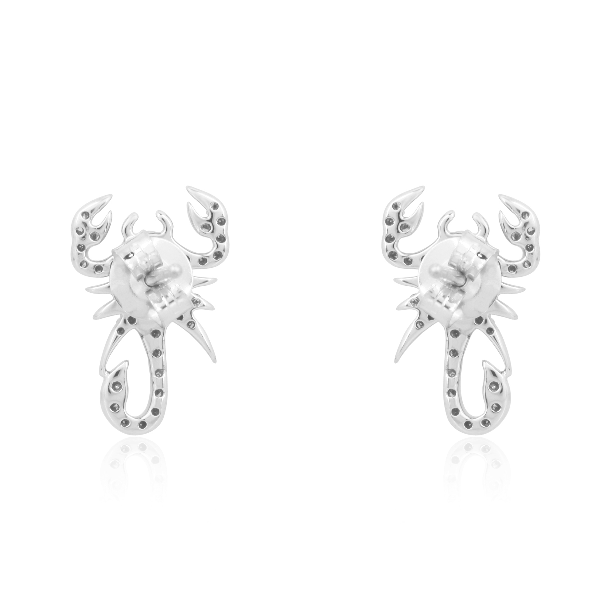 Sterling Silver Diamond Scorpion Studs