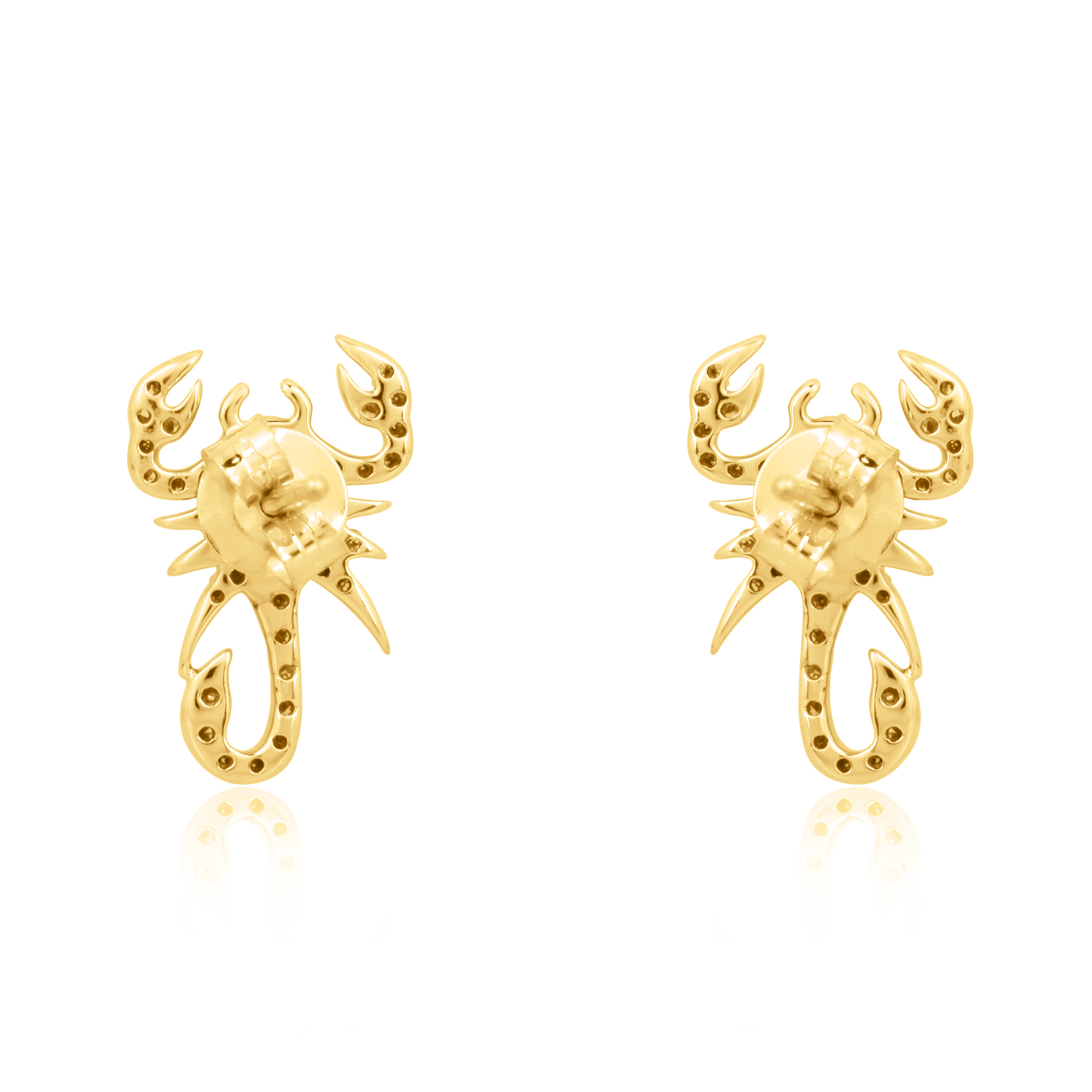 Yellow Gold Diamond Scorpion Studs
