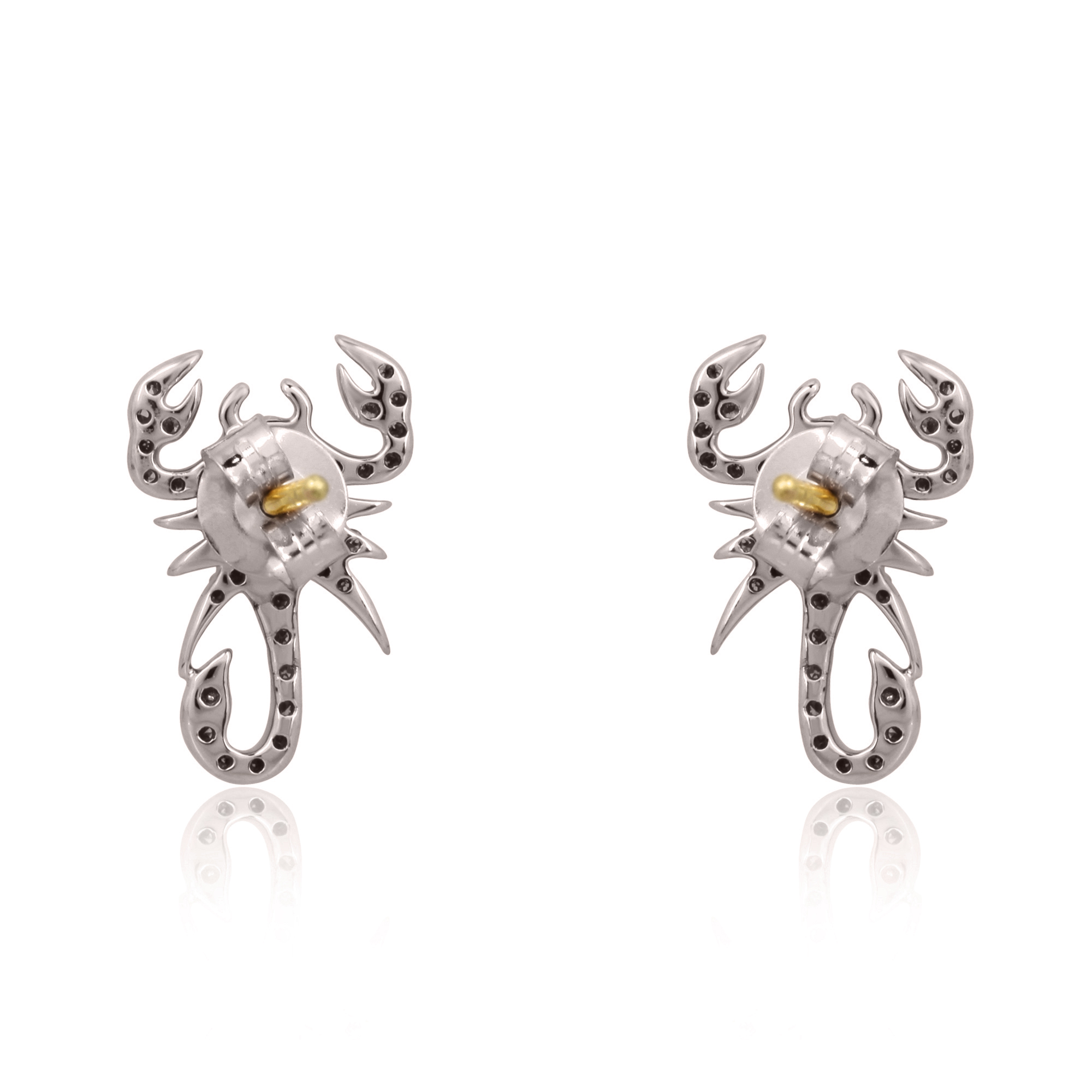 Sterling Silver Diamond Scorpion Studs